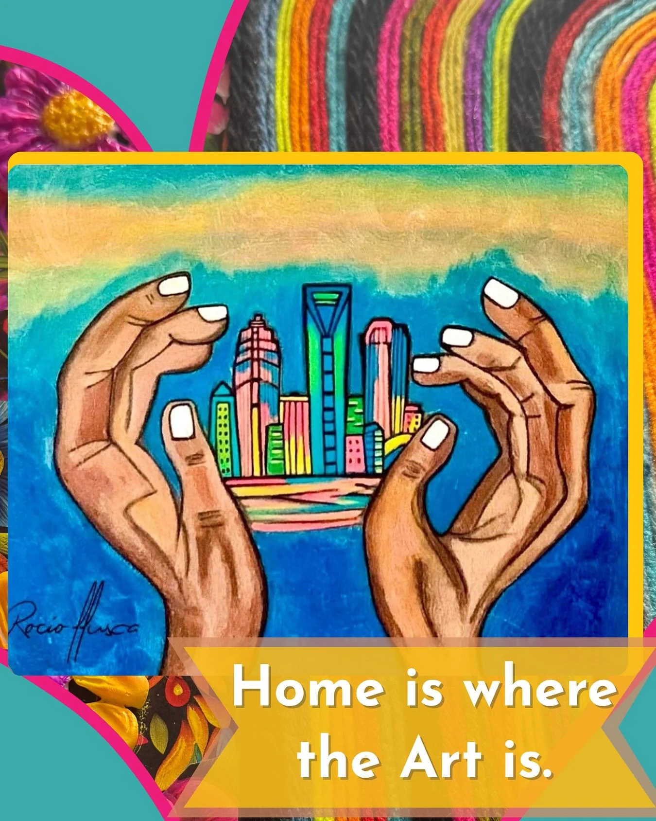 Charlotte is home. We stand with the community. 

Artwork by 2015 #ArtPopClt Artist, multiple time Creative Commissions project recipient, &amp; Multiple year Upcycled Fashion Show designer Rocio Llusca. 

#cltstrong #cltart #homeiswheretheartis #clt