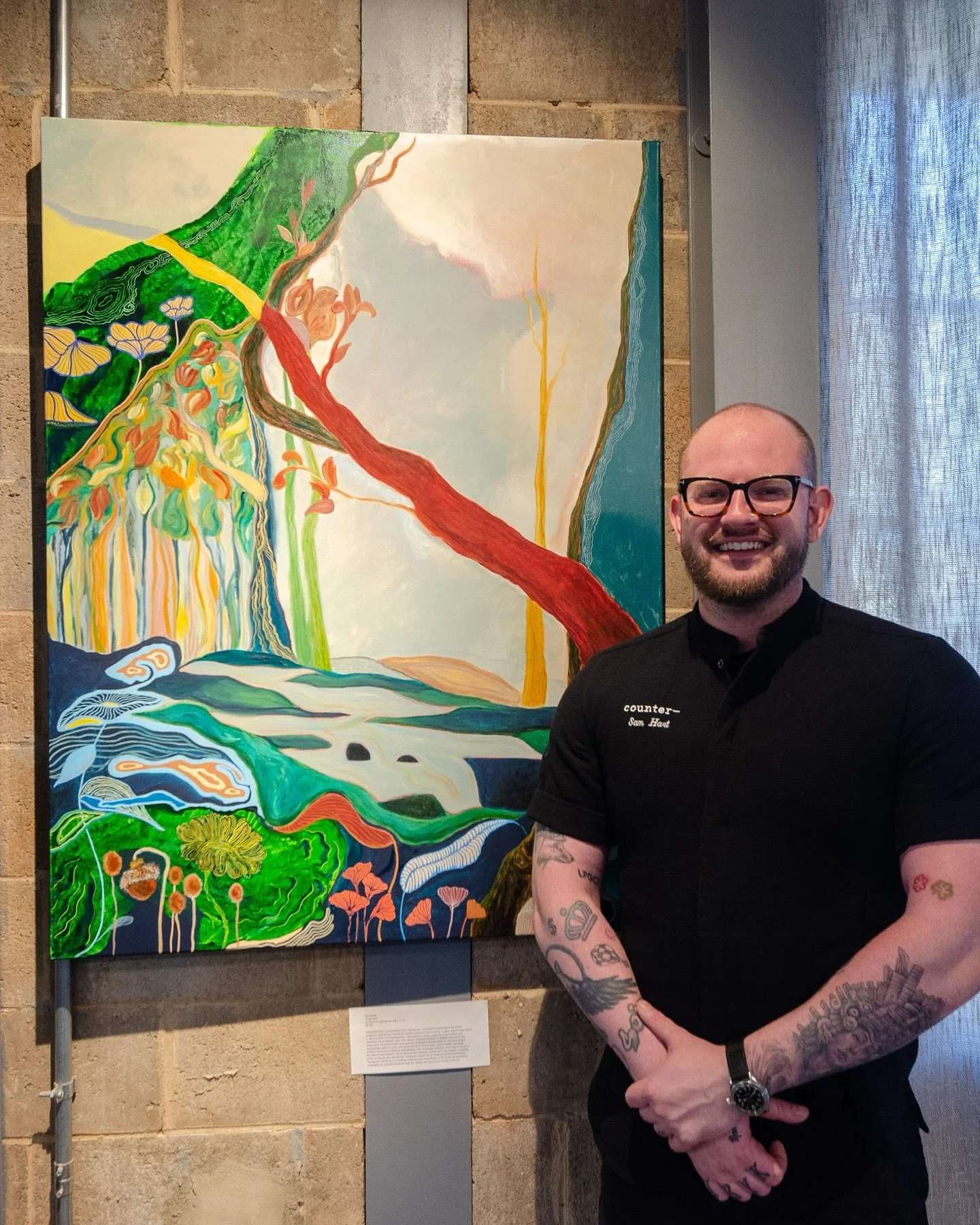 @counterclt has always been an advocate for the arts and features an ever changing gallery of local artists work for sale in their dining room. We&rsquo;re excited to share that #ArtPopClt artist @diegoalba.art is currently on display with multiple w