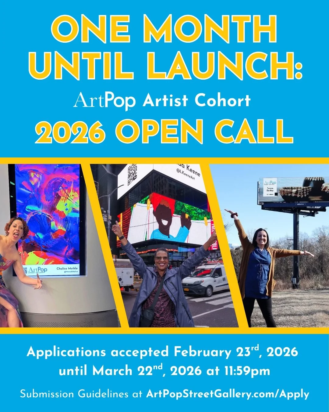 One month away! 

On Feb 23, ArtPop will invite artists within the Charlotte region (NC &amp; SC) to apply for our 2026 Open Call!
24 local artists (19 Adults and 5 High School Seniors) will be selected through a juried process for ArtPop&rsquo;s 202