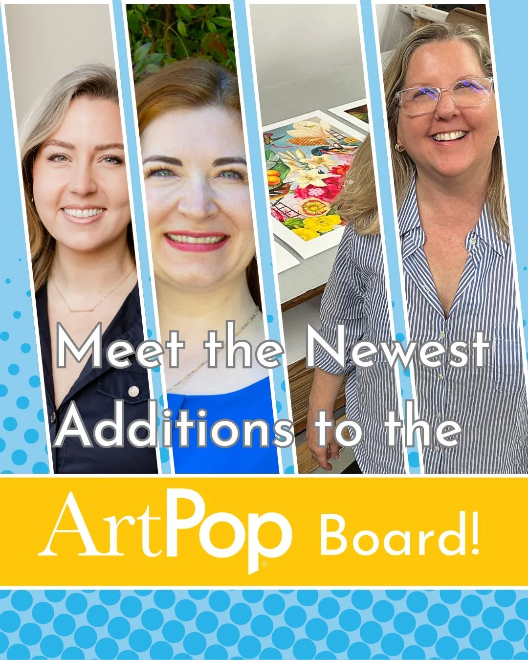 Join us in welcoming newest members to the ArtPop Board of Directors! Meredith Richmond and Brienne Tinder officially joined last week, along with Melody Cassen back in March. 

Find all the Board members and information about how to join at ArtPopSt