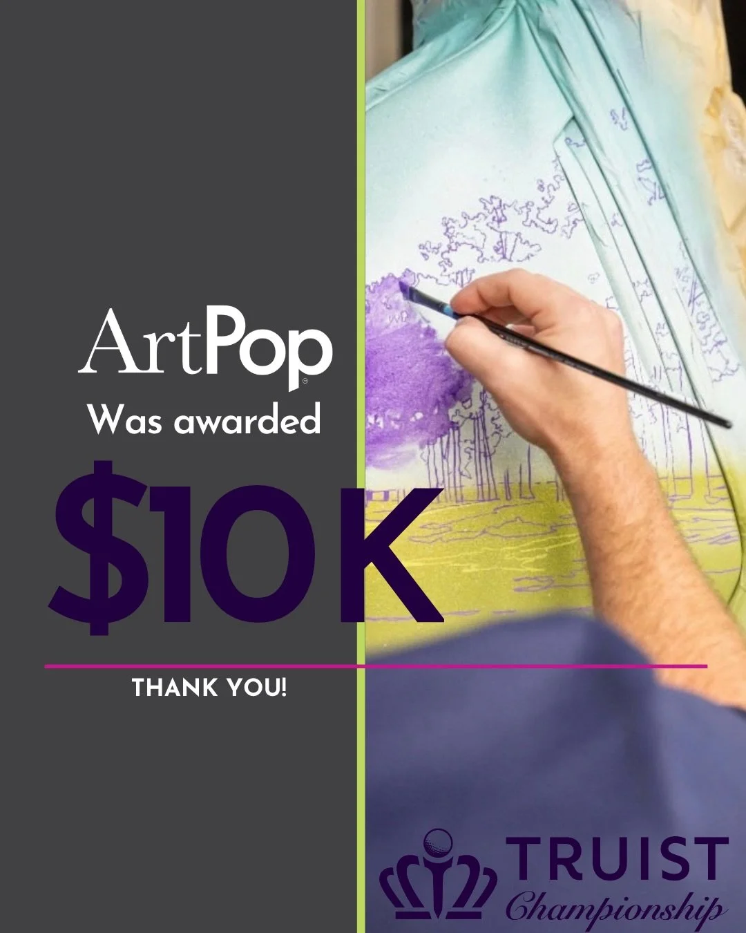 We&rsquo;re thrilled to announce that the @truistchampionship has awarded us a grant to support the Charlotte community through the arts. This generous contribution will make a significant impact by transforming everyday places into creative and imme