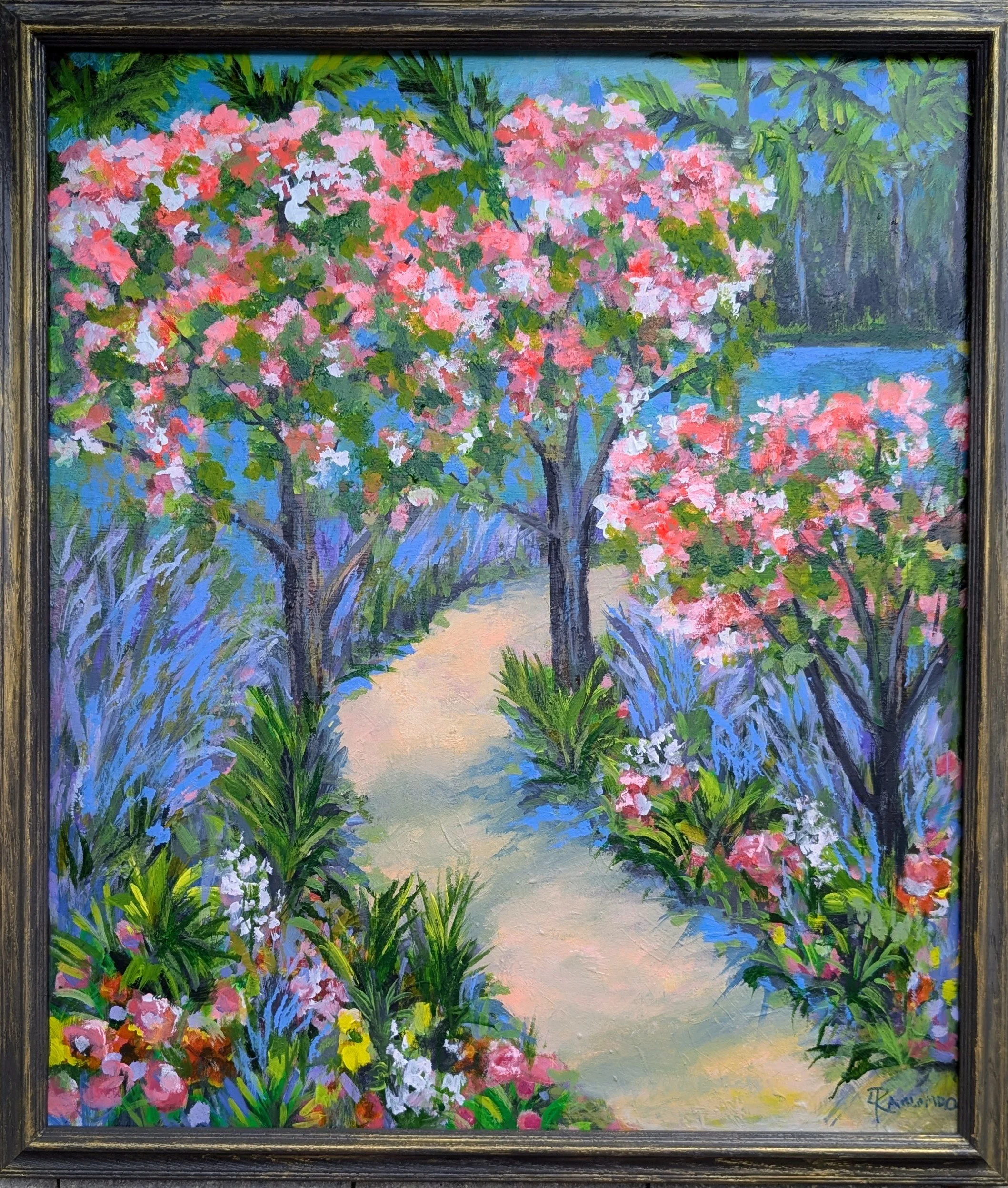Spring Walk original painting full of cheerful colors