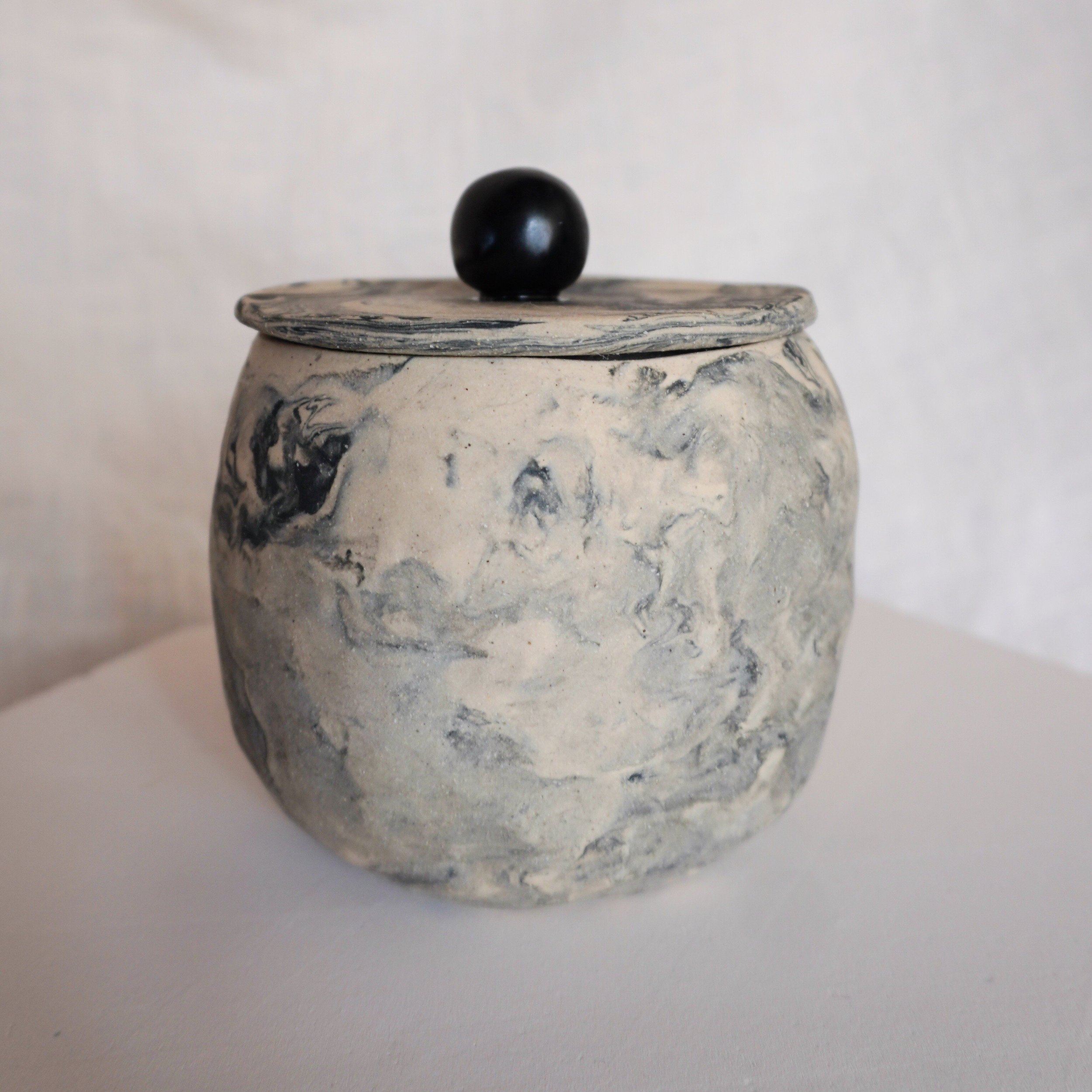 Medium Marbled Jar | Ceramic Lidded Container - Mia Amanda
