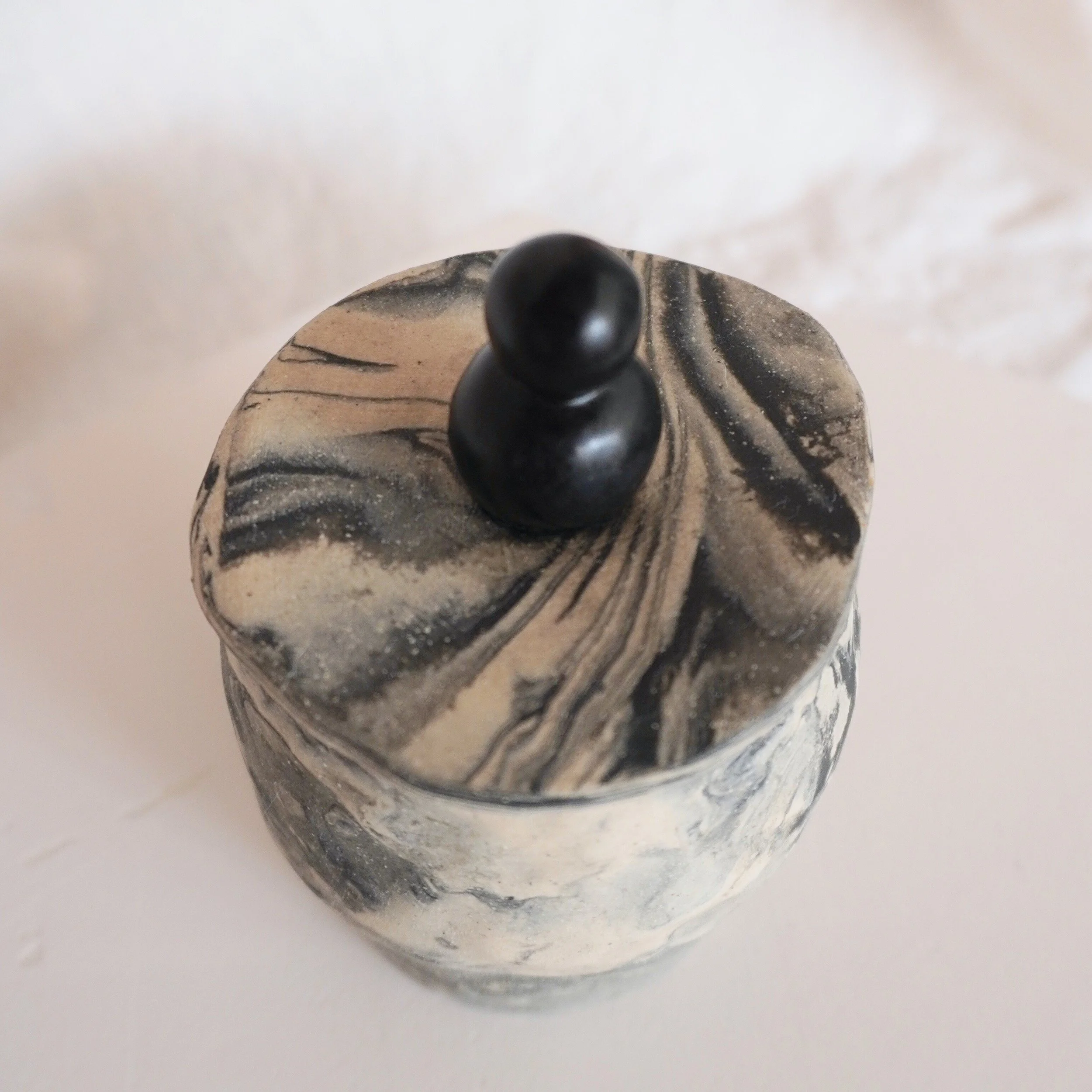 Small Marbled Jar | Ceramic Lidded Container - Mia Amanda