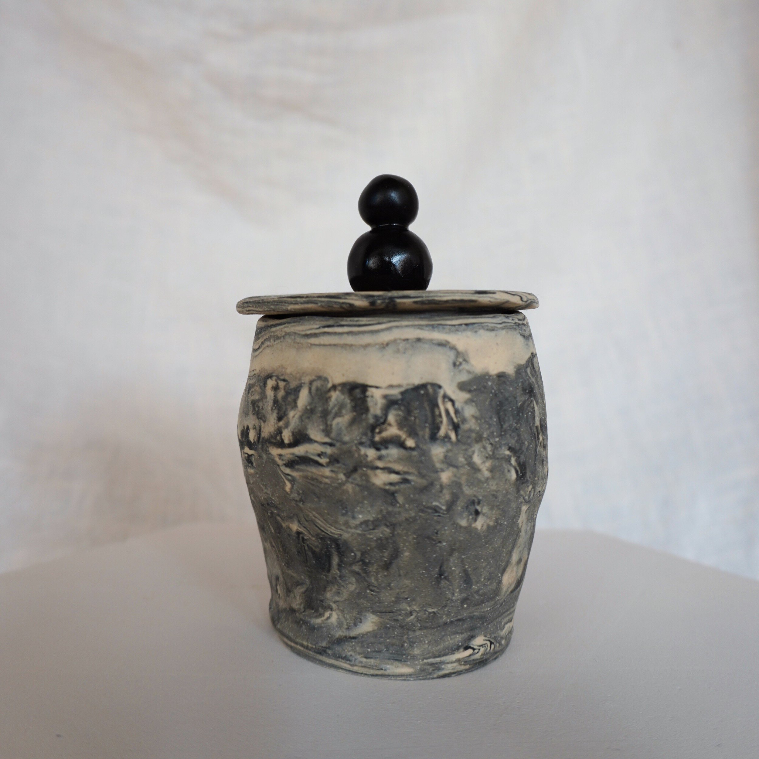 Small Marbled Jar | Ceramic Lidded Container - Mia Amanda