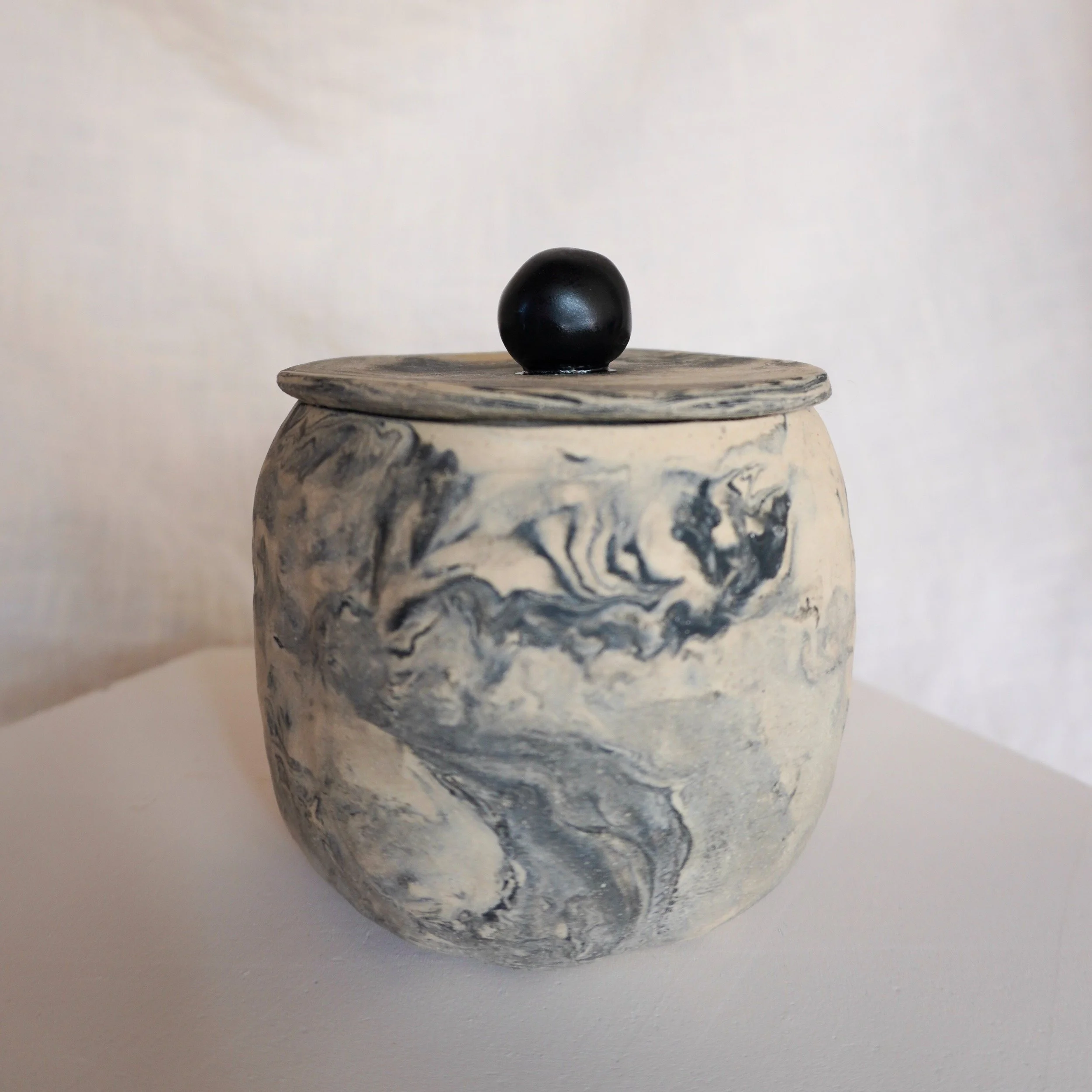 Medium Marbled Jar | Ceramic Lidded Container - Mia Amanda