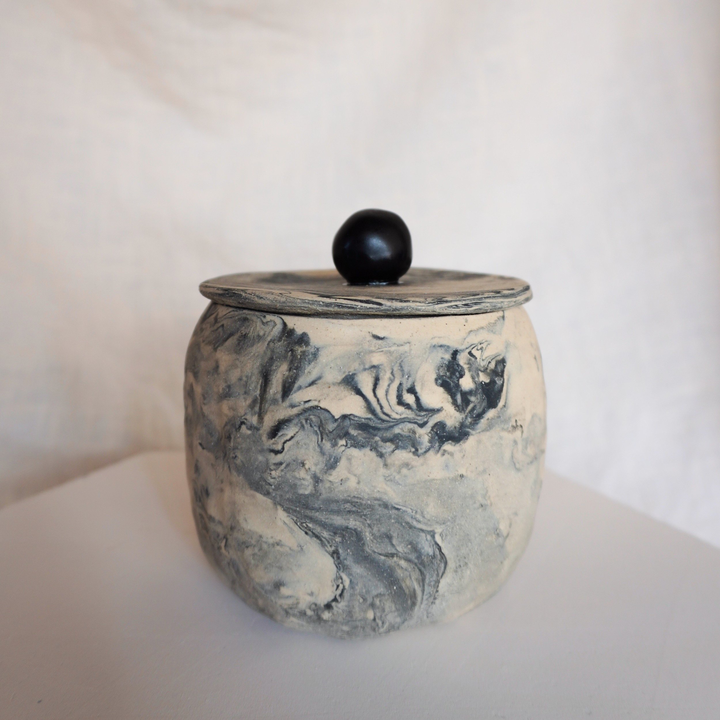 Medium Marbled Jar | Ceramic Lidded Container - Mia Amanda