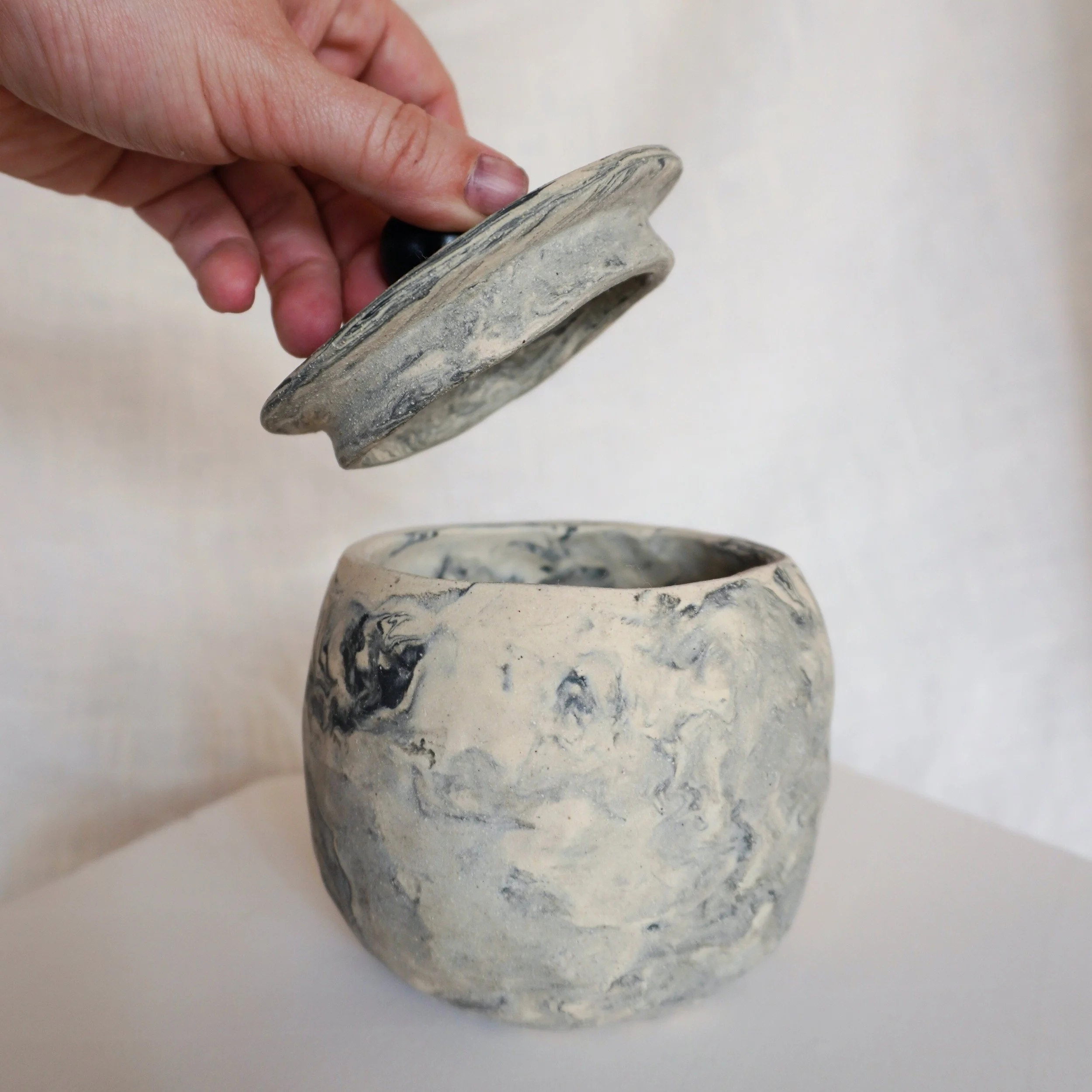 Medium Marbled Jar | Ceramic Lidded Container - Mia Amanda