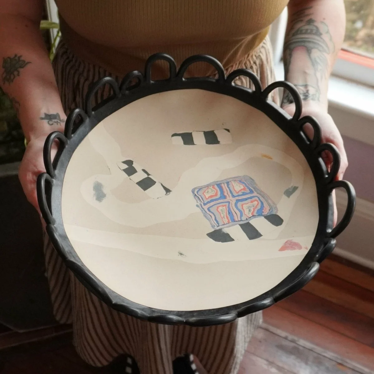 Tessera: Geometric Platter with Scalloped Rim