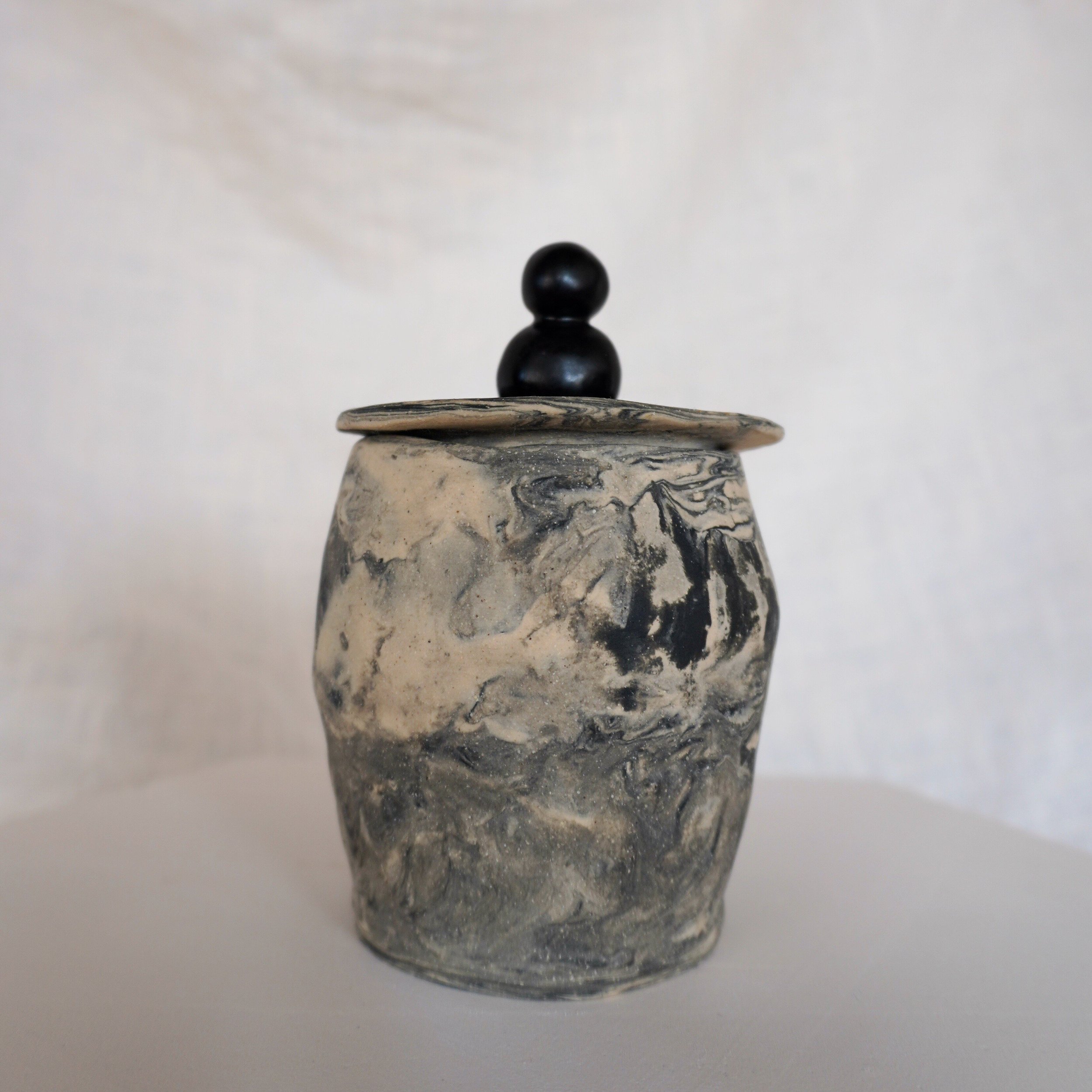 Small Marbled Jar | Ceramic Lidded Container - Mia Amanda