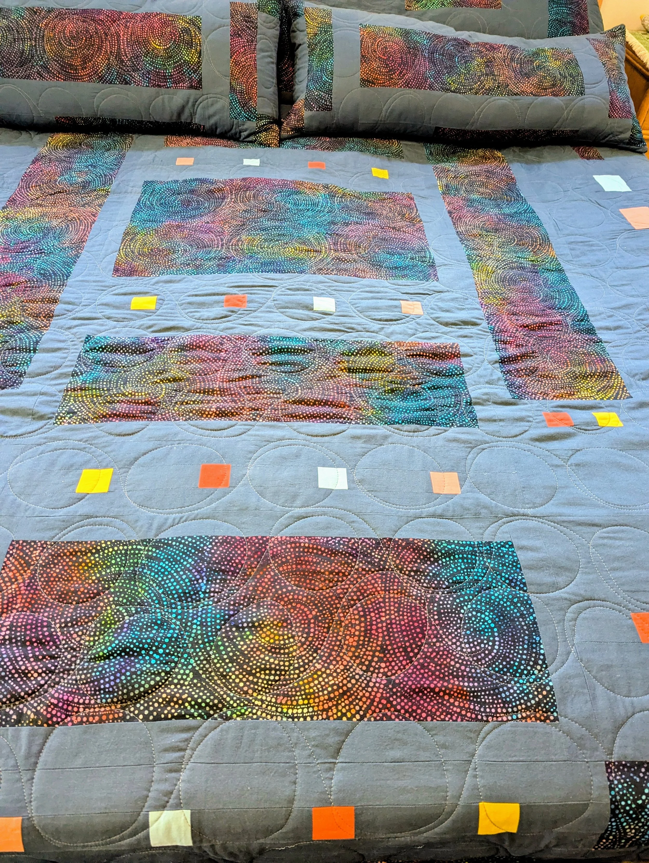 Circles stitching on a bedspread