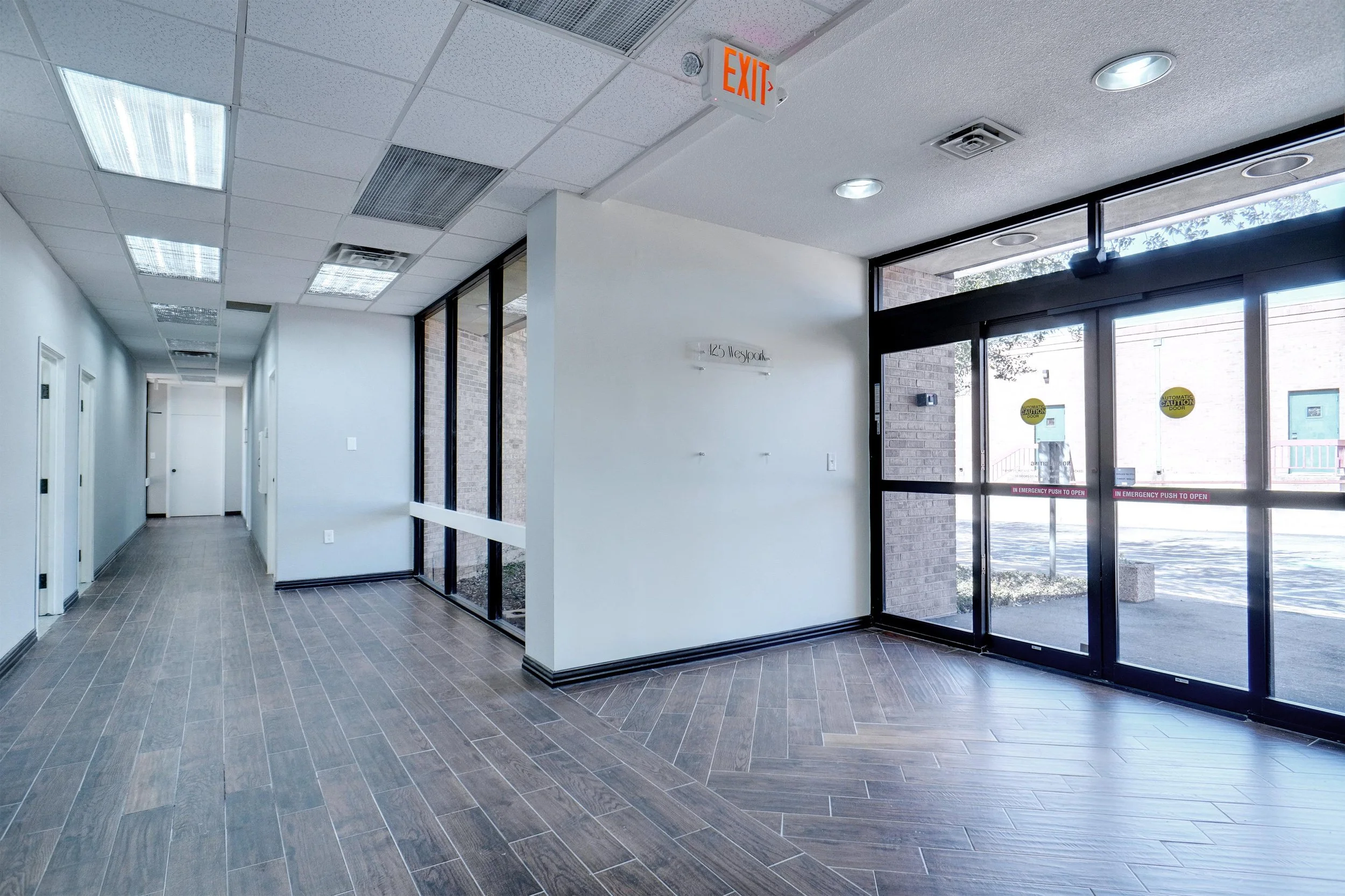 Interior lobby of AFT Commercial office building at 425 Westpark Way in Euless, Texas.