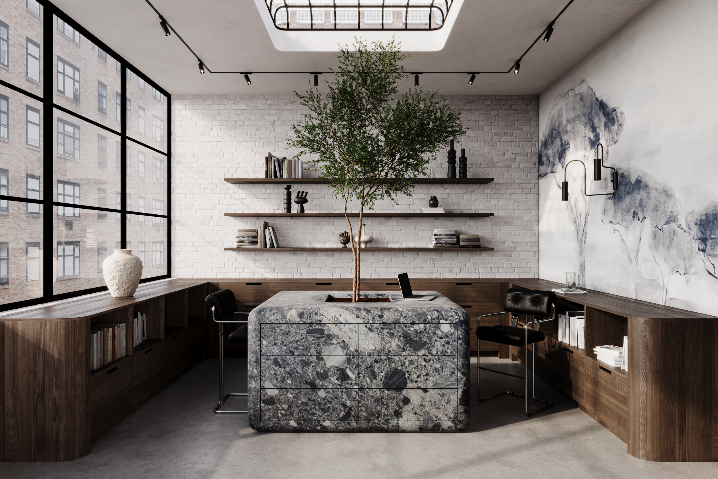 Modern interior design library designed by Toronto Julian Mensah Interiors.