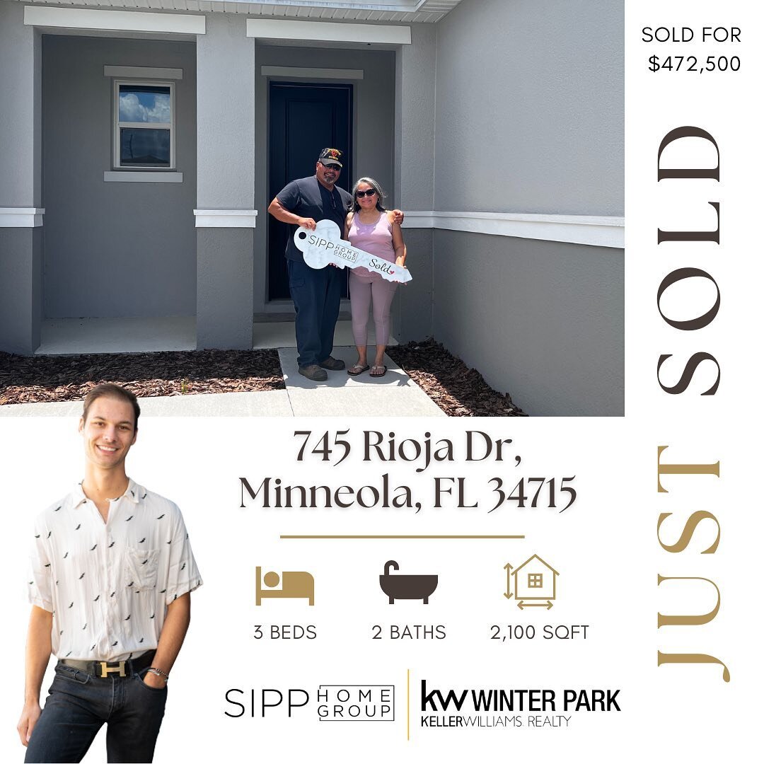 J U S T  S O L D 🏡
-
📍 745 Rioja Dr, Minneola, FL 34715
💰 Sold for $472,500
-
🏡🎉 Congratulations on Your New Home! 🎉🏡
It's time to pop the champagne and celebrate your incredible achievement of becoming a homeowner. 🏡✨
Here's to the countle