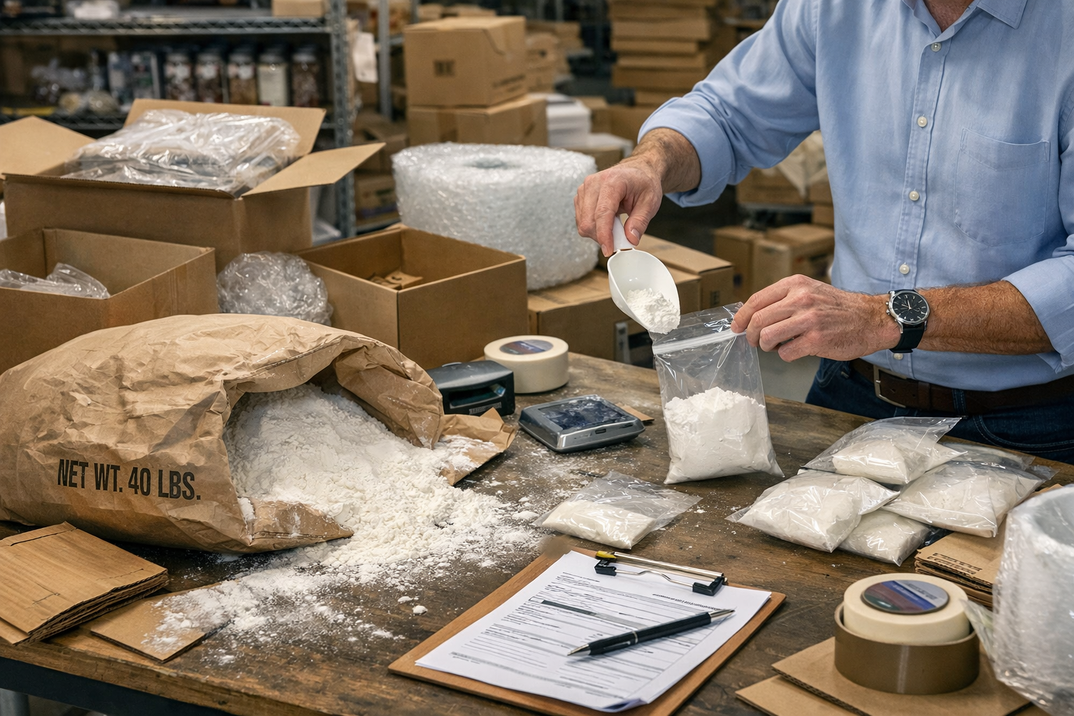 Salespeople should not be packing samples themselves.