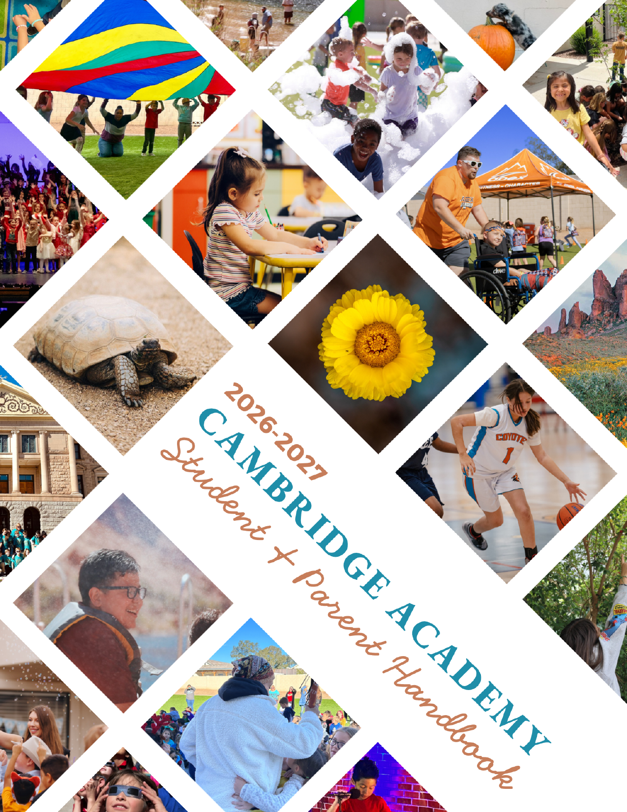 Collage of photos from summer camp at Studebt 4 Parent Handoff, including children playing, attending events, and participating in various outdoor and indoor activities at a school or community area.
