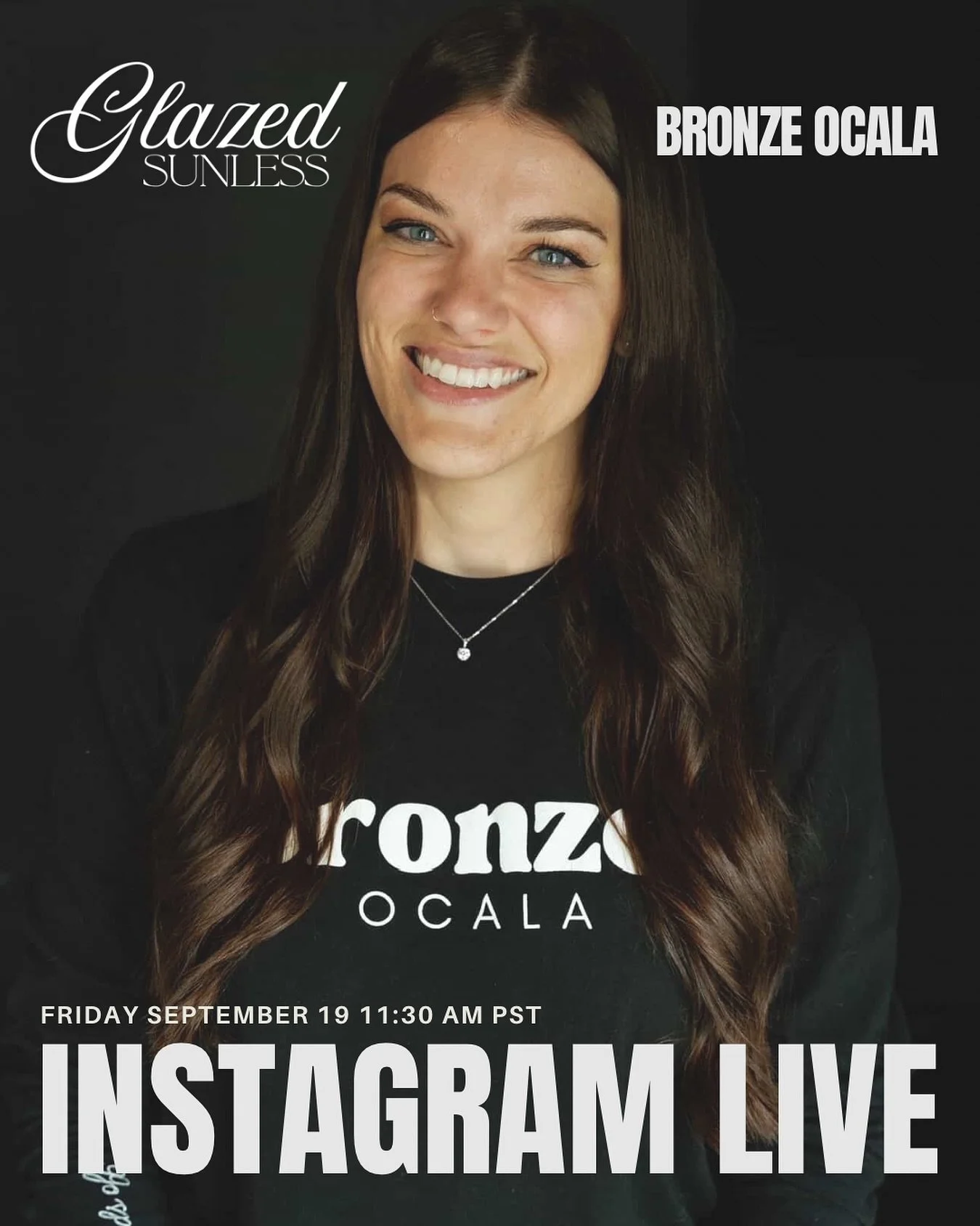 ✨ Mark your calendars ✨
Friday, September 19th at 11:30 AM PST we’re going LIVE on the Glazed Sunless Instagram with Lindsey of Bronze Ocala! 💻🌟 @bronzeocala
We’ll be diving into marketing, pushing through hard times, and the most imp