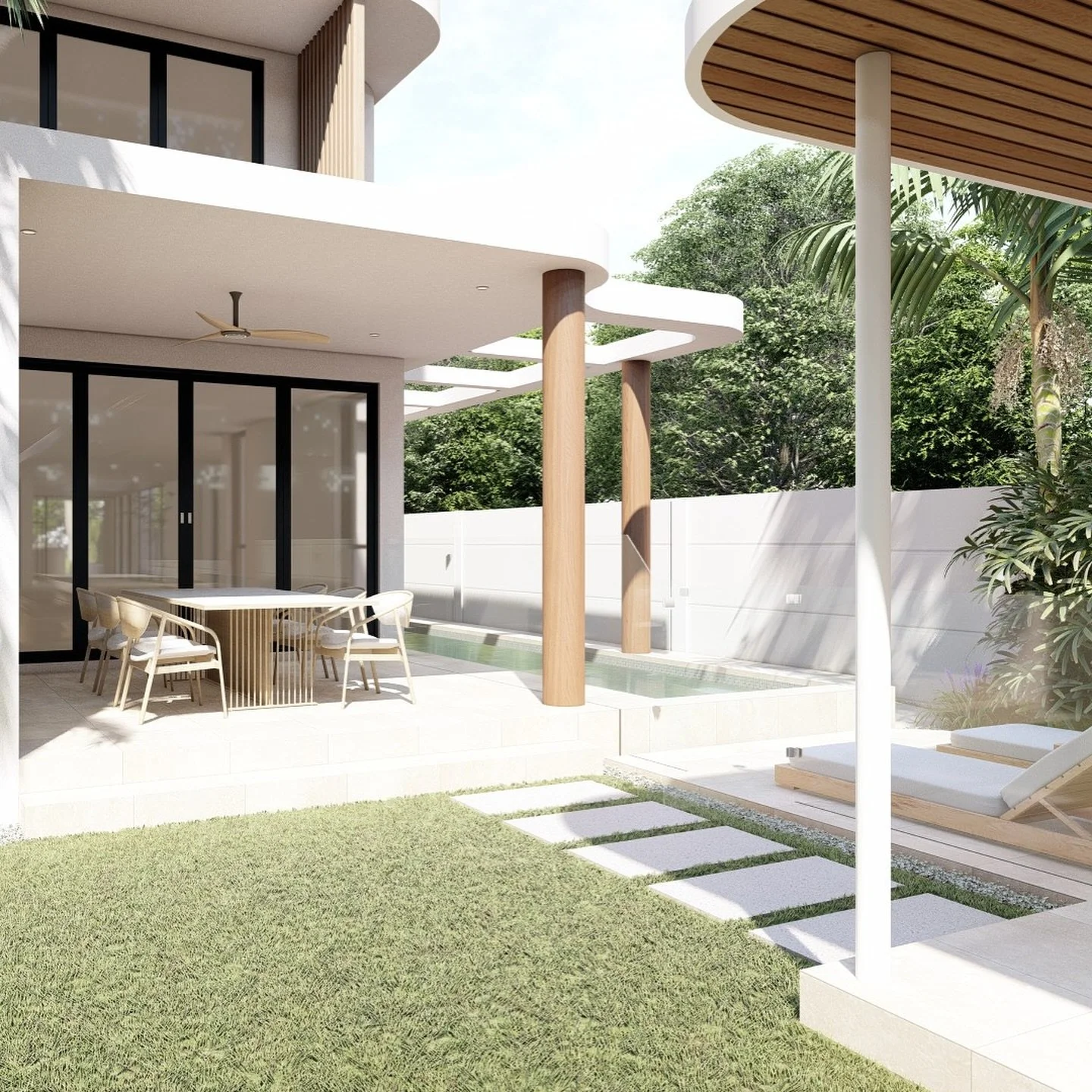 Sleek lines, natural textures, and the ultimate outdoor indulgence, a custom cabana complete with a Gosney pizza oven. Designed for effortless entertaining and year-round relaxation.

Designed by @fluidlandscapedesign 
3Ds by @pitch_box 

#poolsidelu