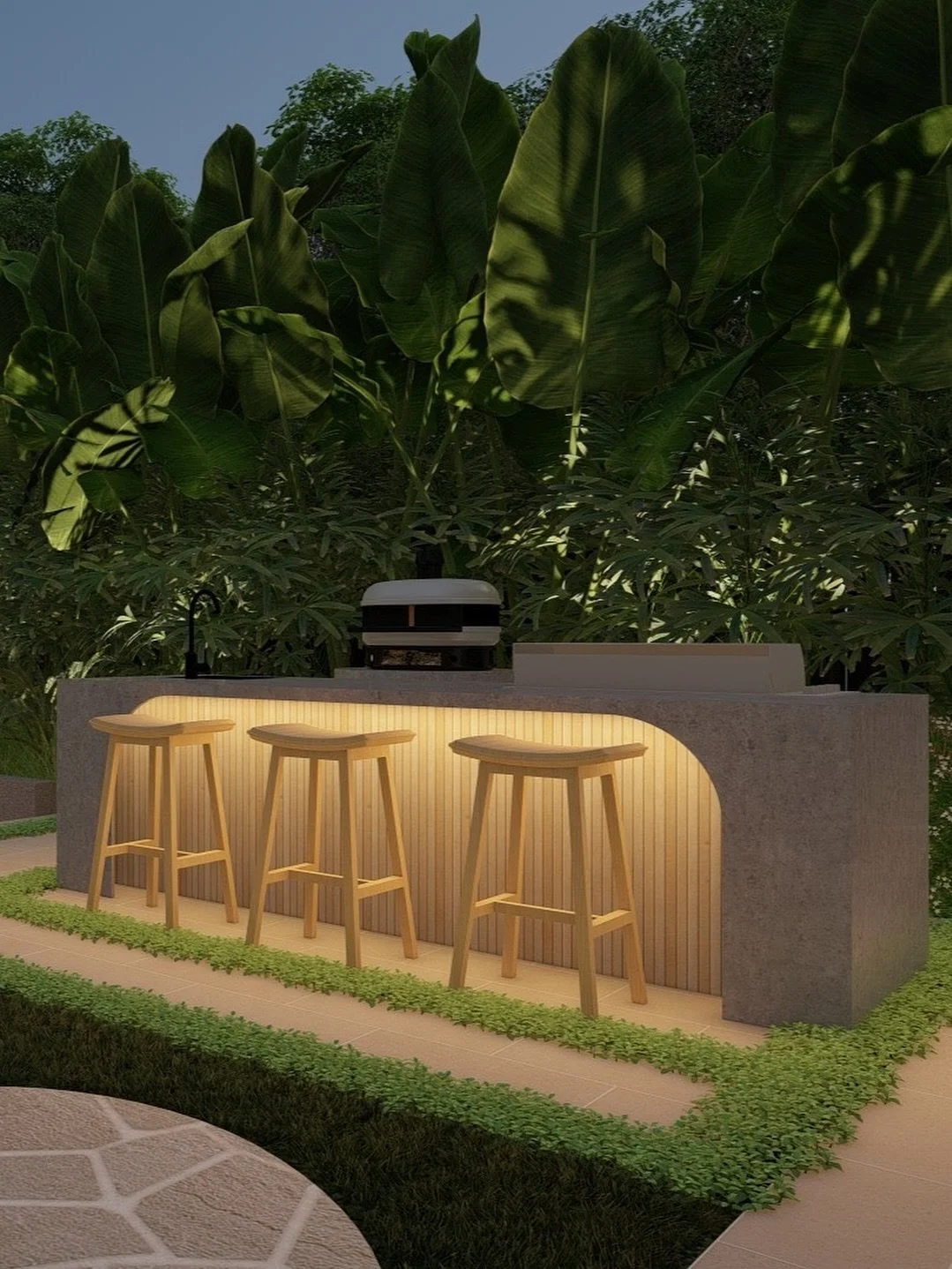 Pizza nights just got an upgrade in this household 👌
This custom outdoor kitchen elevates the space with soft lighting, clean lines and a brand new @Gozney
Who&rsquo;s ready for a slice? 🍕

Outdoor design by @fluidlandscapedesign
3D image by @pitch