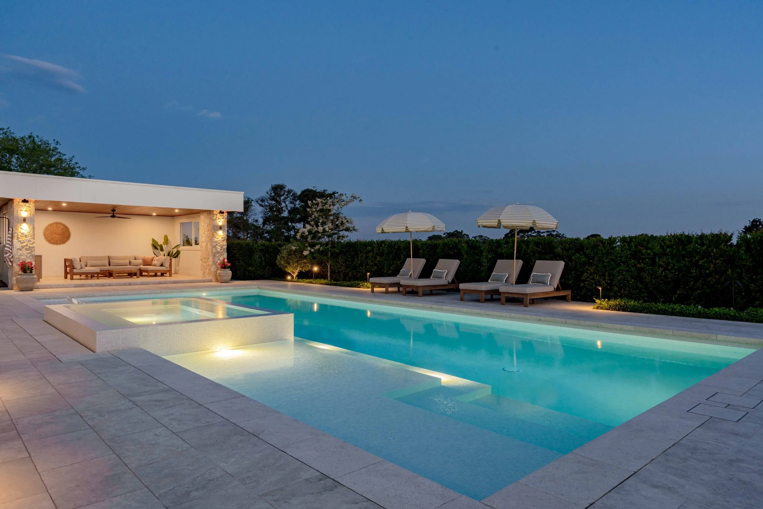 Poolside at night
