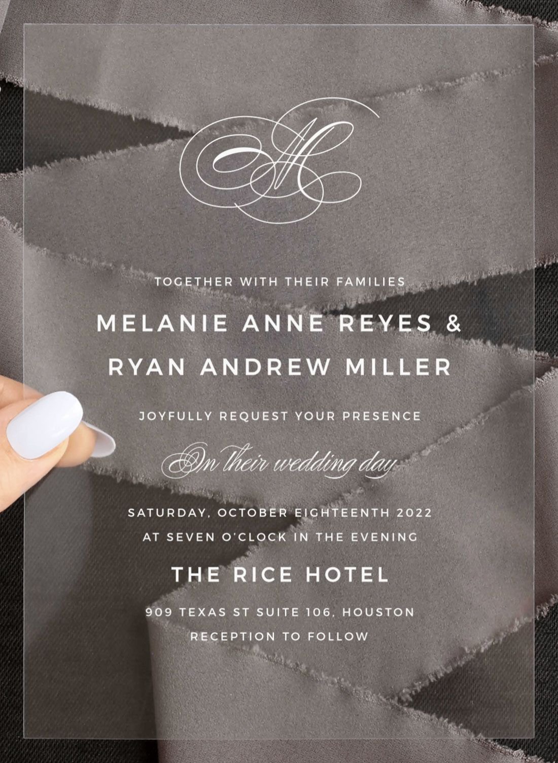 Monogram Simplicity Clear Wedding Invitations.jpeg