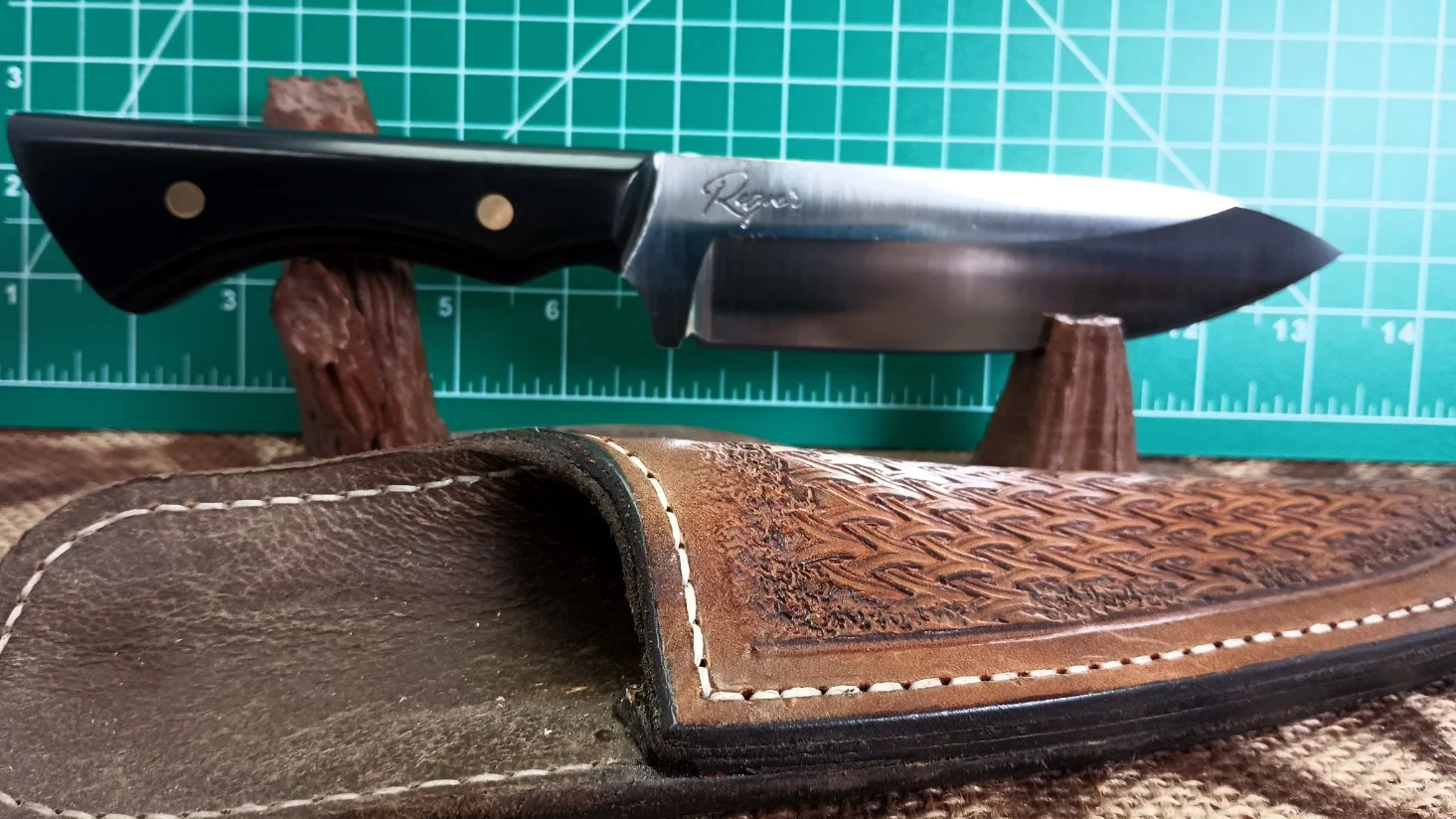 5 inch Drop Point in 1095 with Linen Micarta