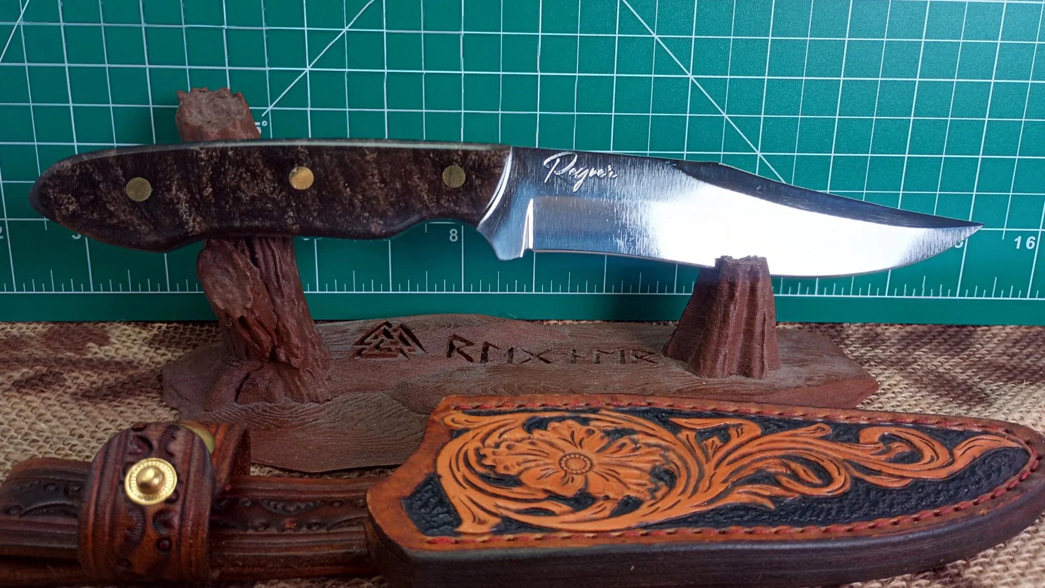 Brindle and Brass Rapscallion in 1095 steel