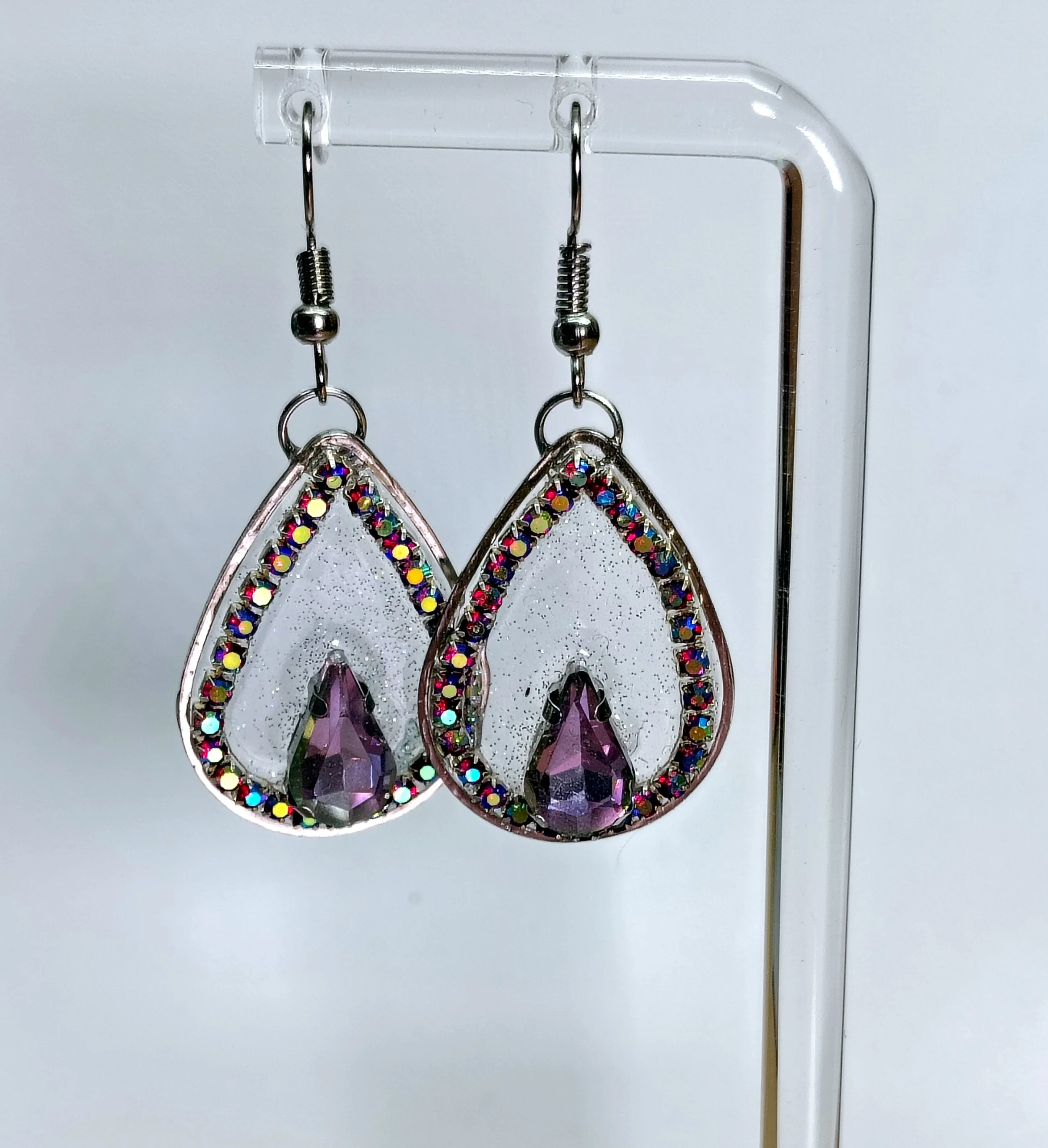 Small Purple Teardrop Earrings