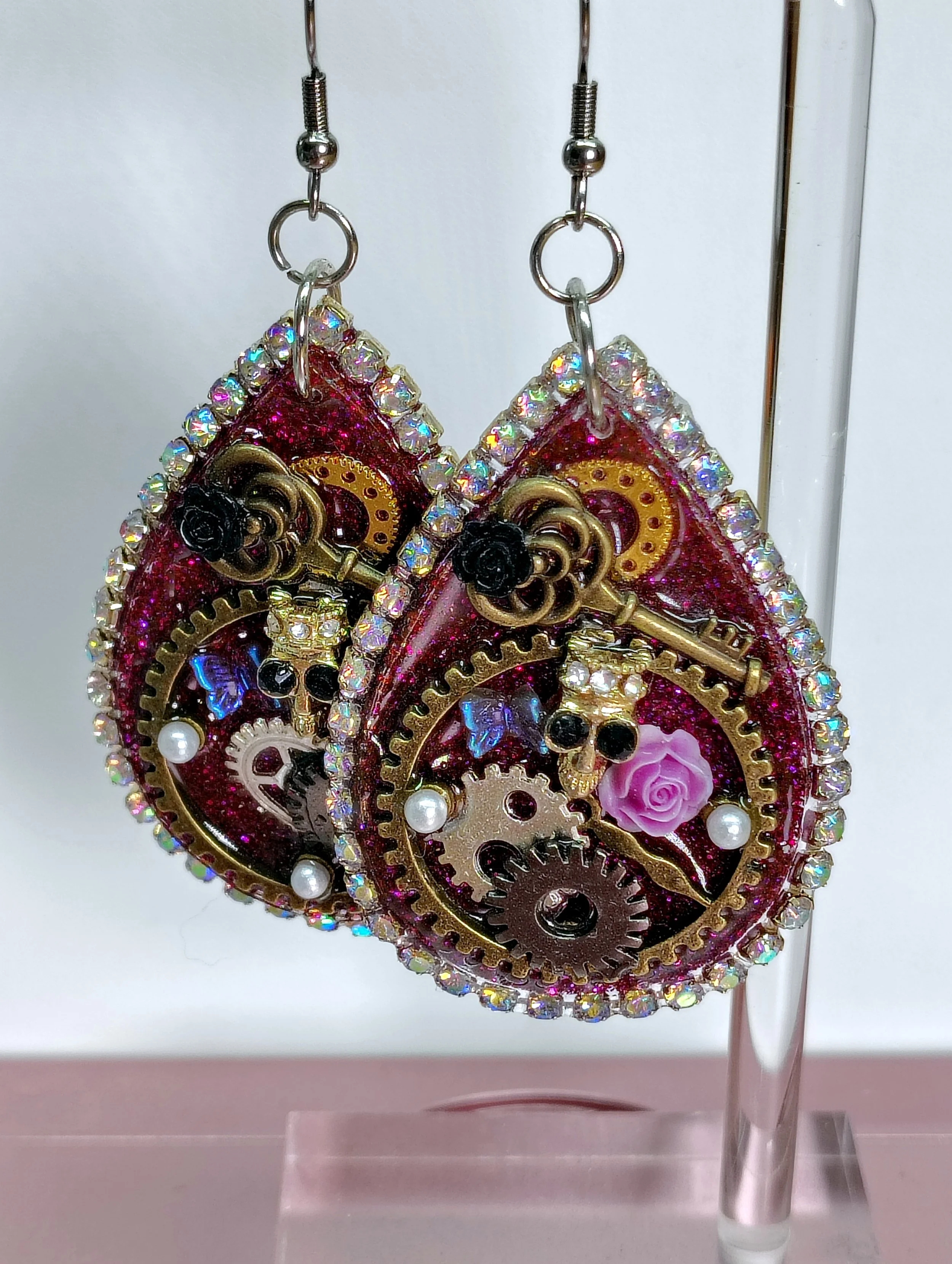 Steampunk Rose Garden Earrings (weighty)