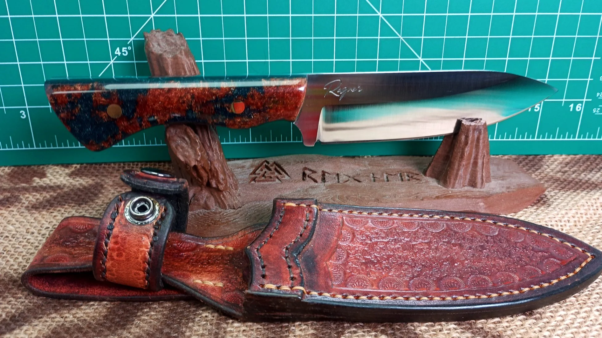 Green and Copper 5 inch Drop Point in 1095