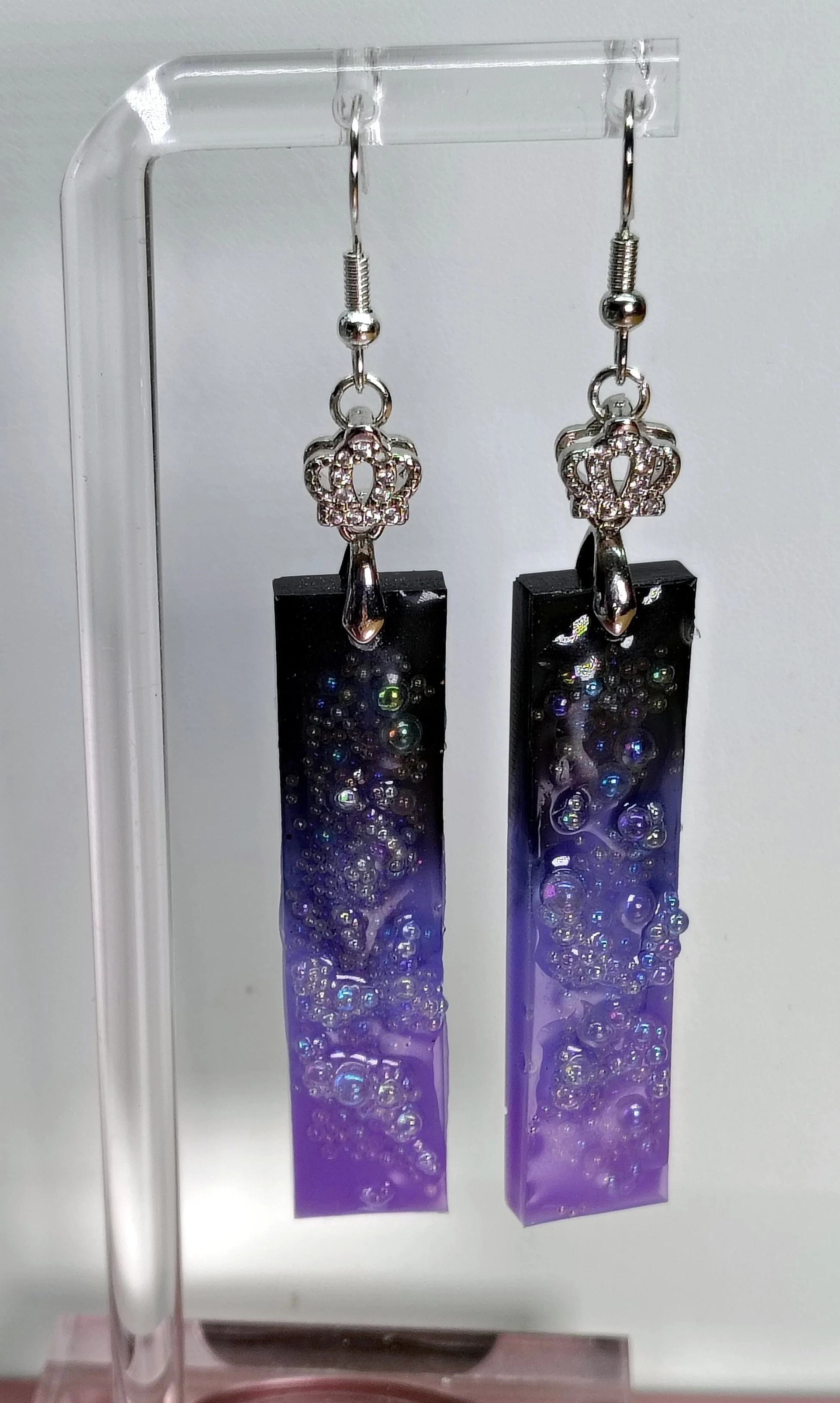 Royal Purple and Black Earrings