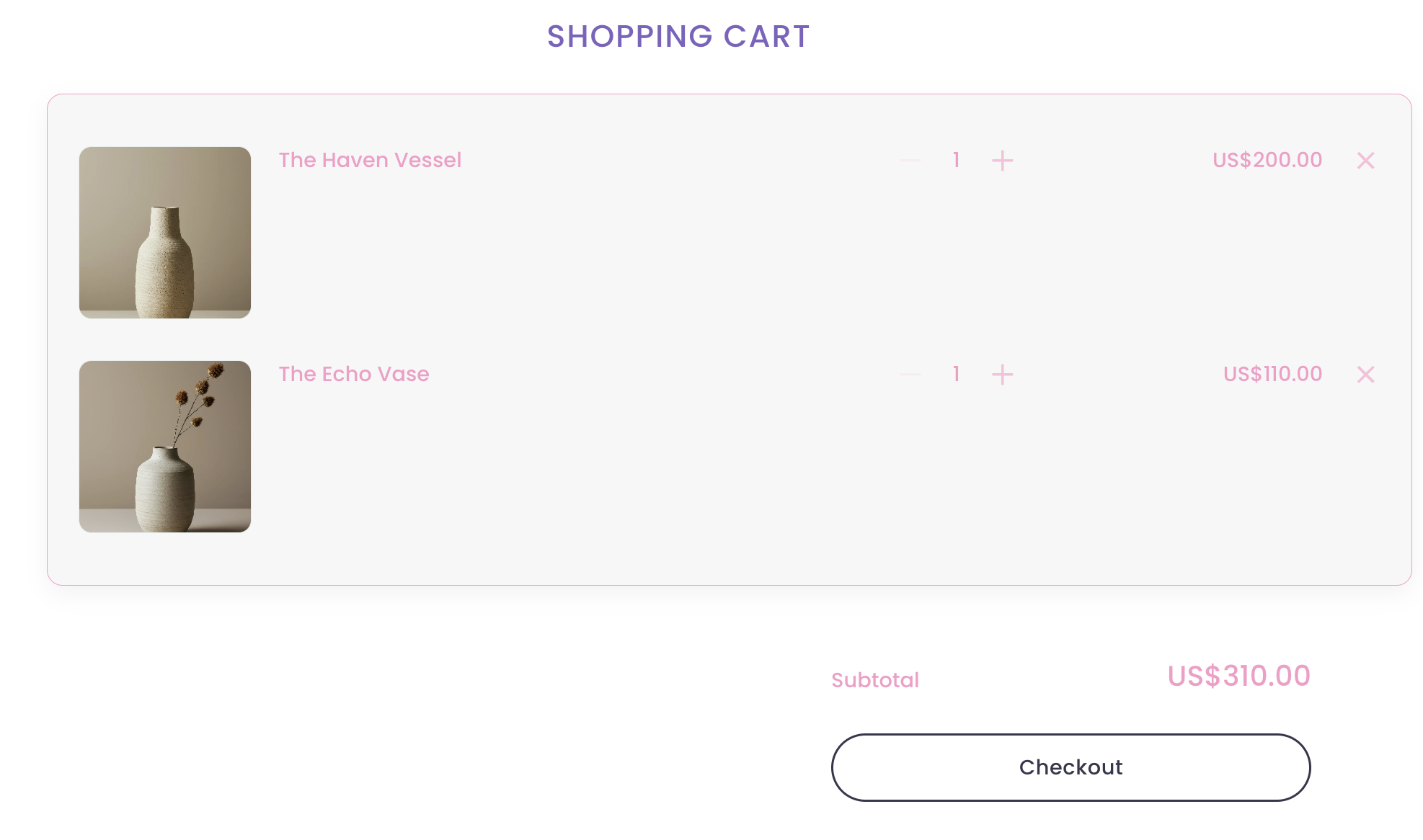 preview of Squarespace shopping cart