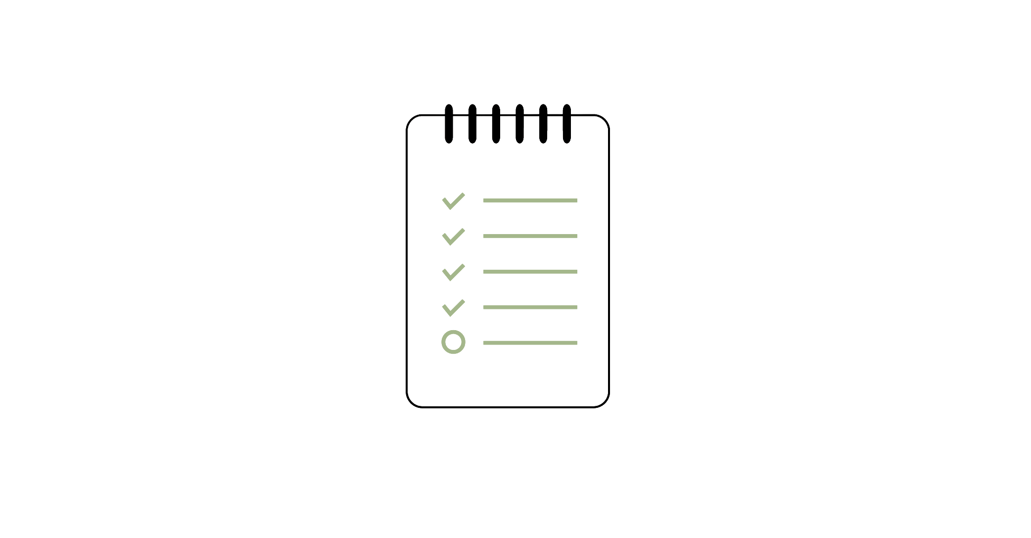 Illustration of two spiral-bound notepads with checklists on a black background.