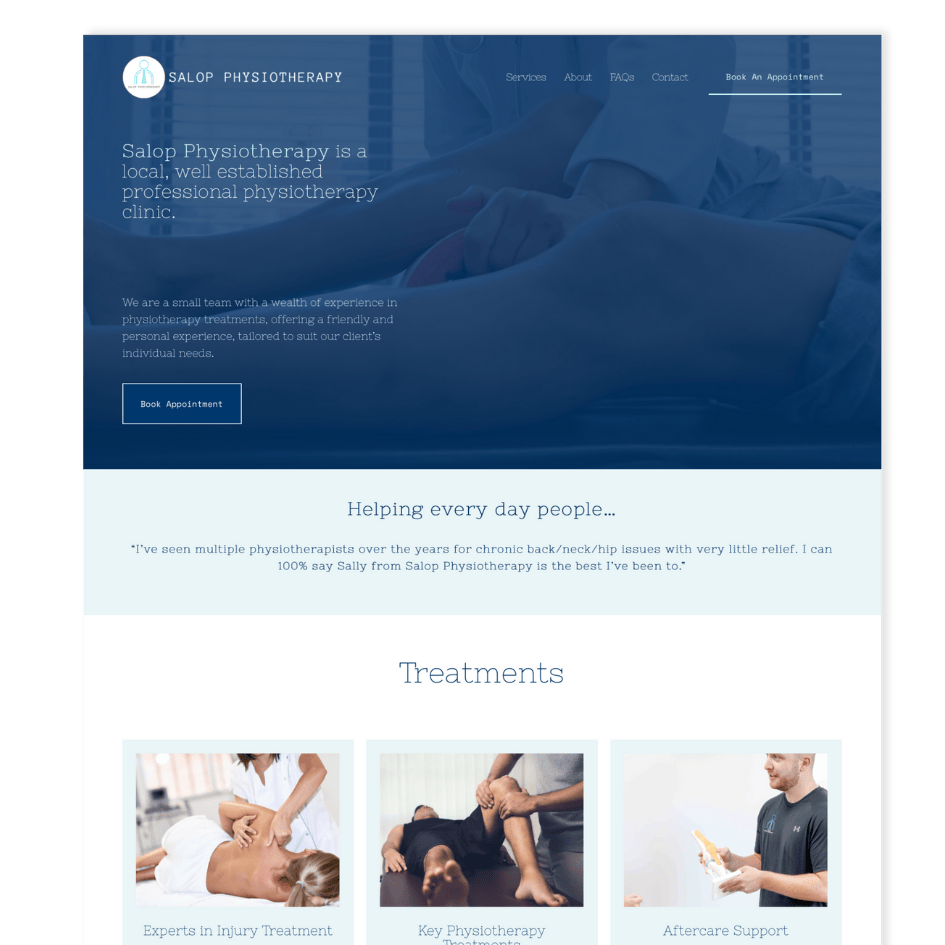 website design for a physio in shrewsbury
