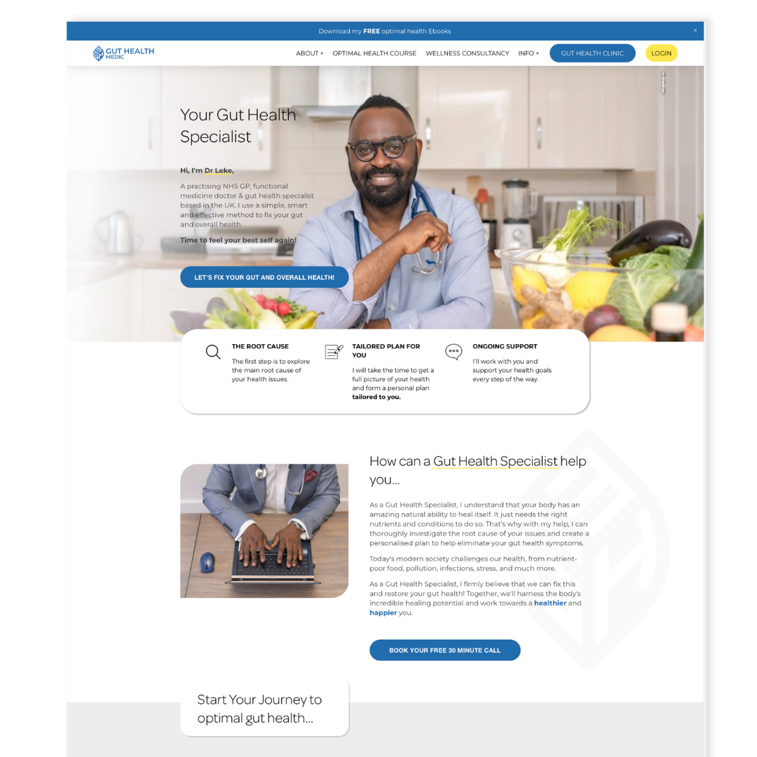 website design for a gut health specialist doctor