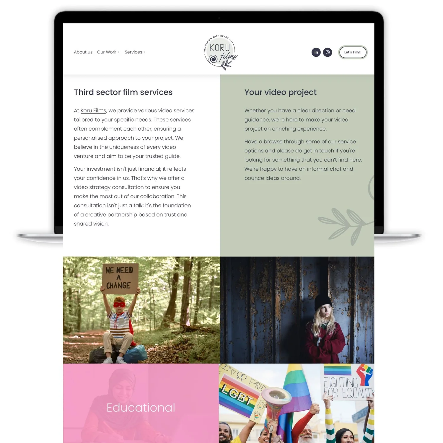Web Design For 3rd Sector Film Company | The Square Genius