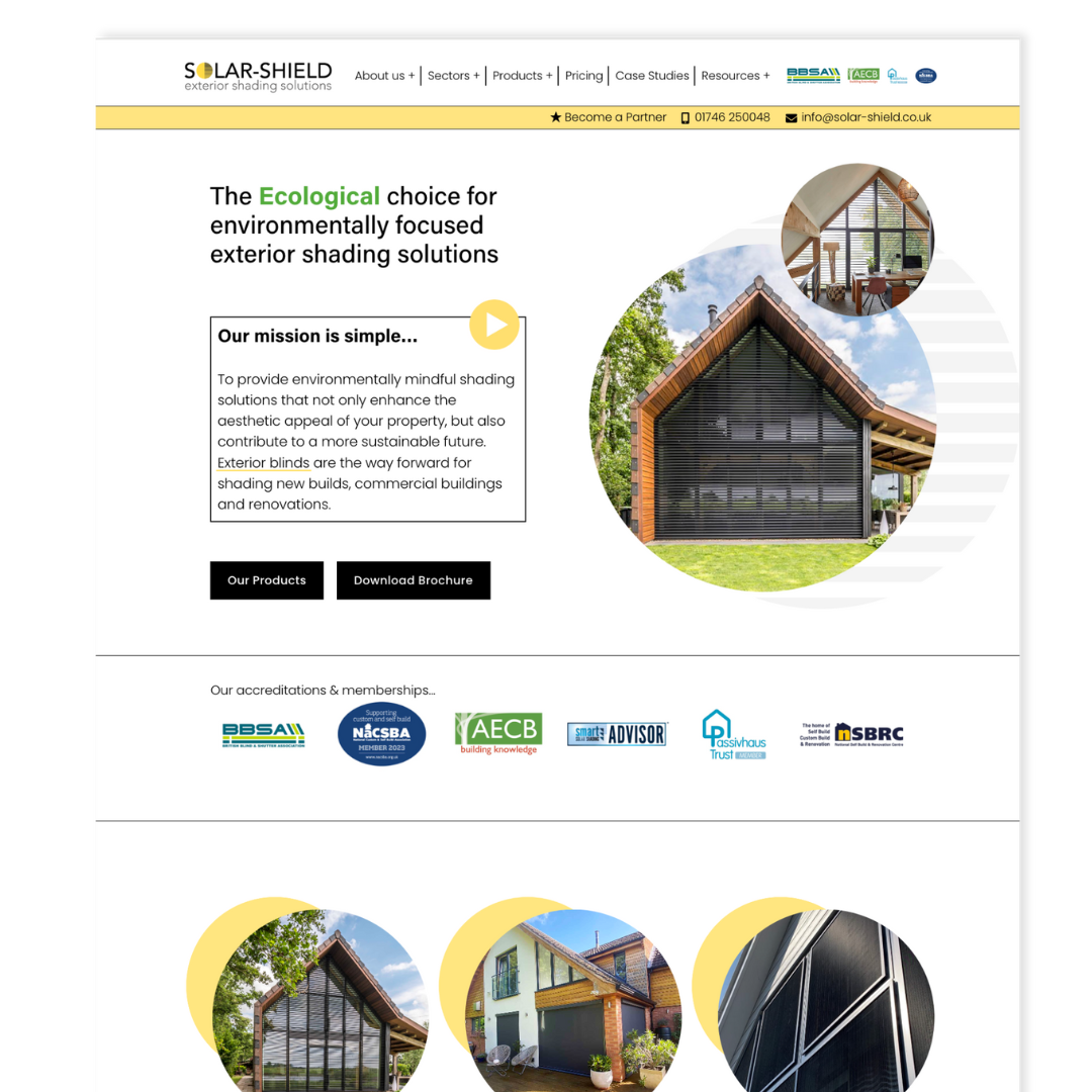 website design for solar-shield exterior shading solutions