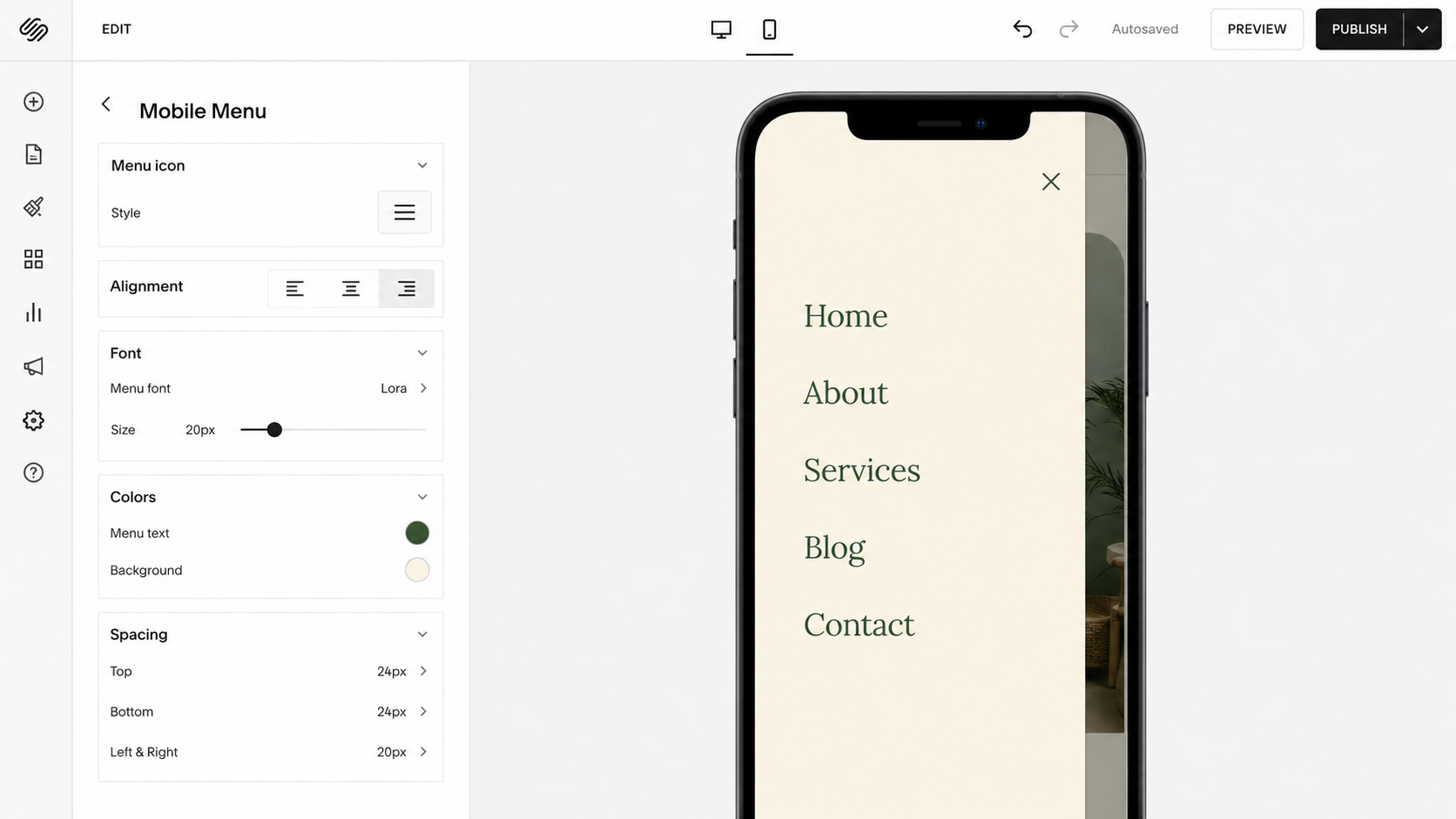 squarespace mobile navigation