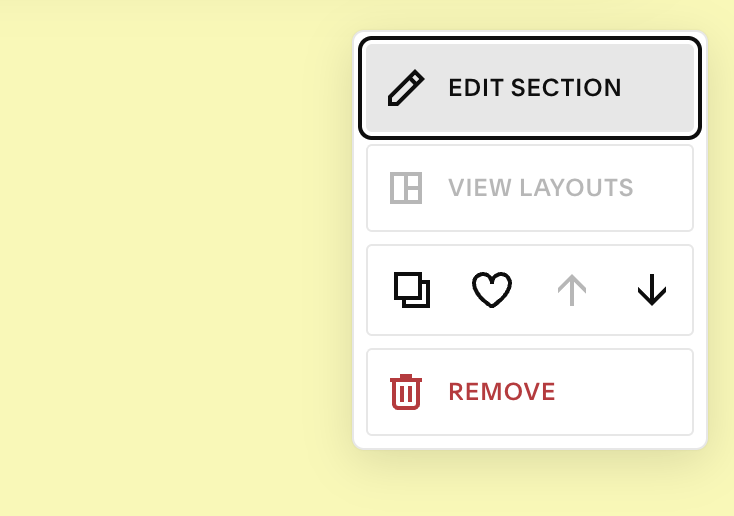 section editor on Squarespace