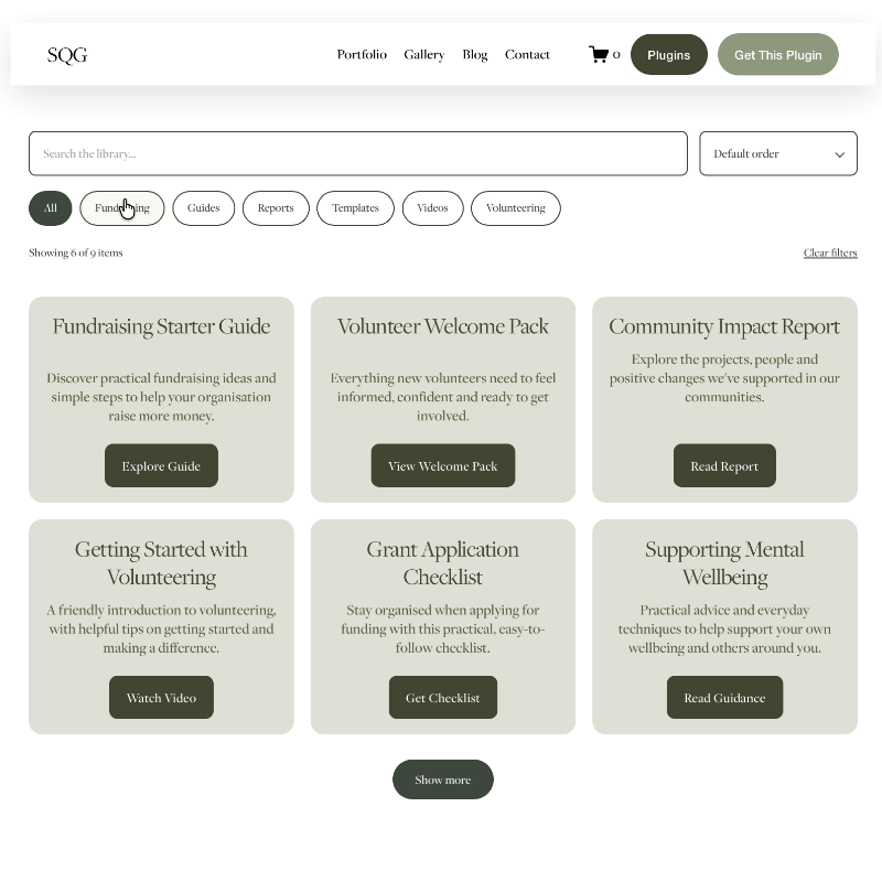 Squarespace Content Library Filter Plugin