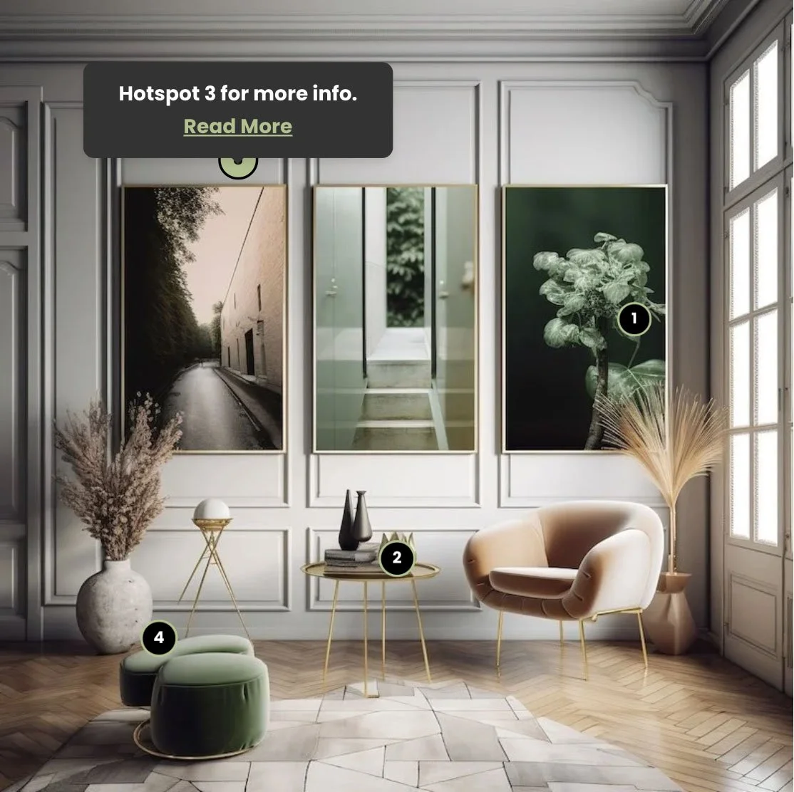 example of an image with hover effect hotspots on Squarespace