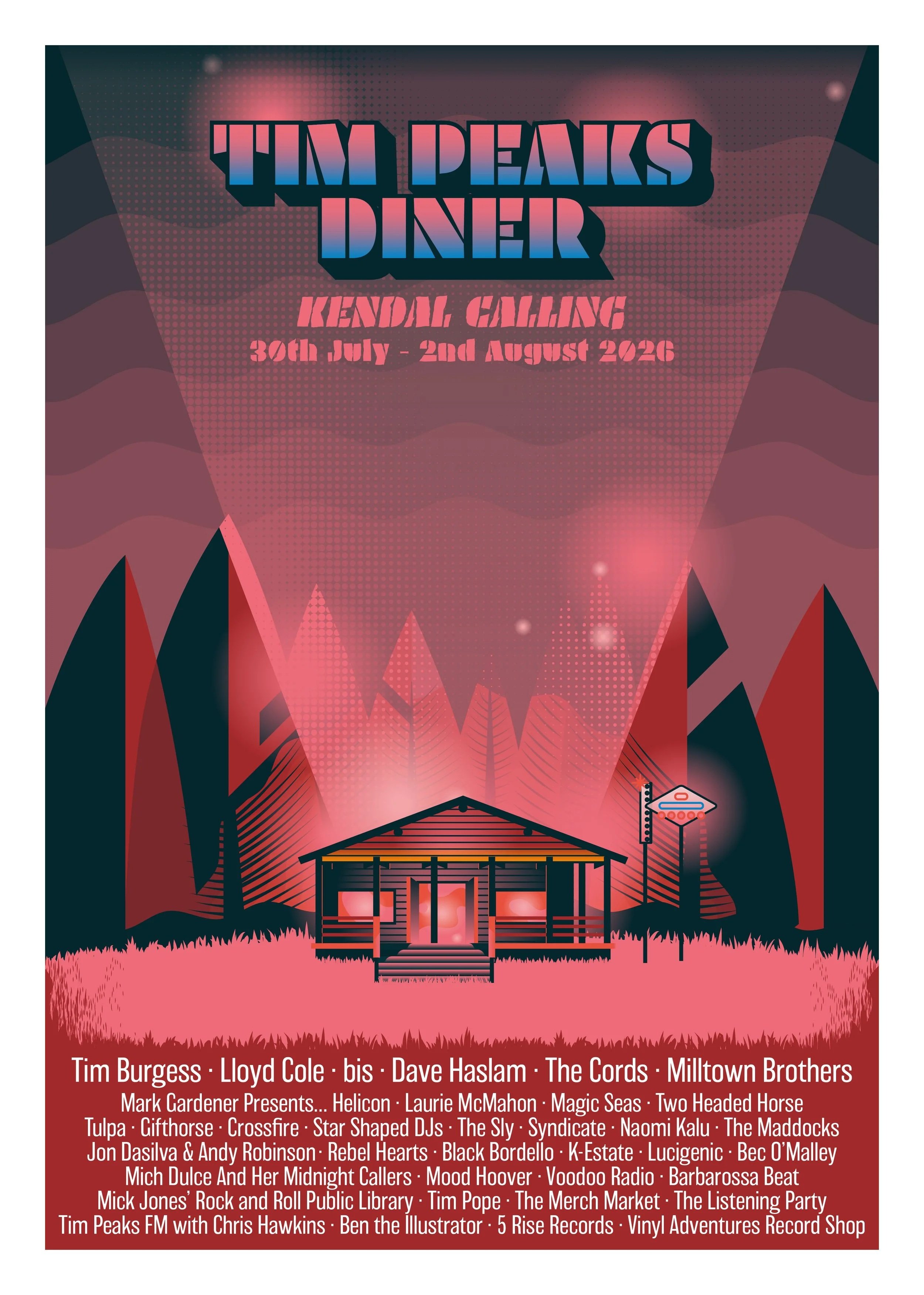 Tim Peaks Diner 2026 A3 Art Print
