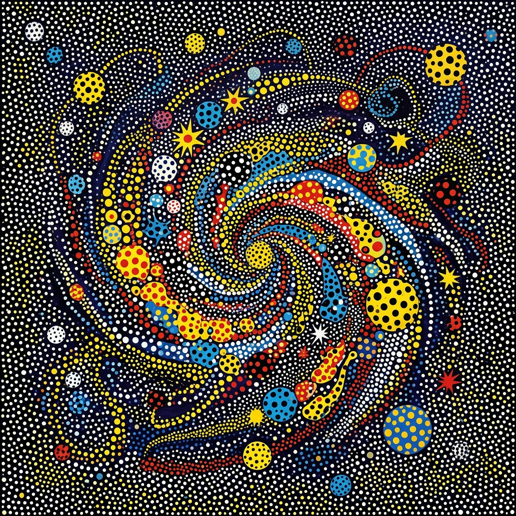 Stardust 
as we imagine Yayoi Kusama would have painted it.
