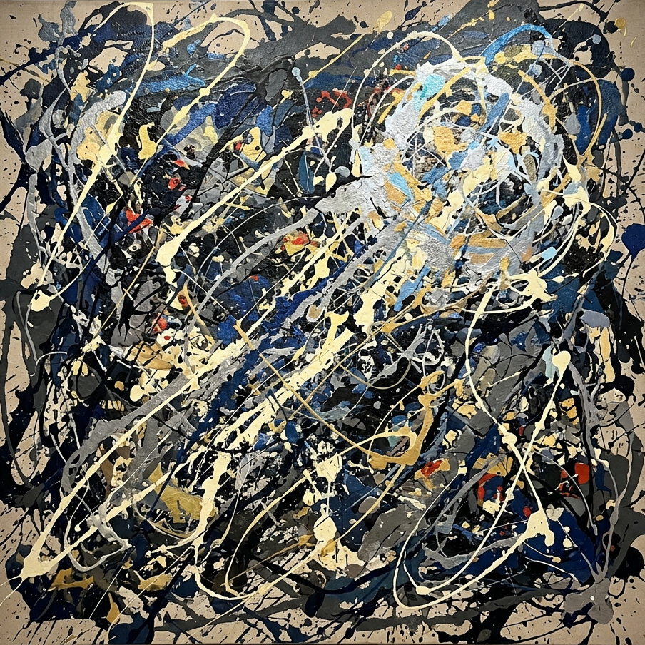 Fly me to the Moon 
as we imagine Jackson Pollock would have painted it.