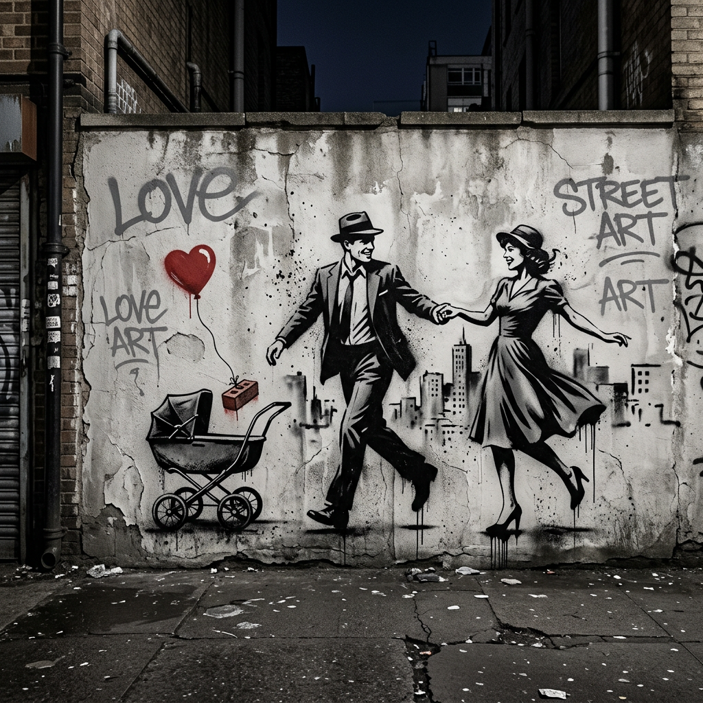 Steppin' Out with My Baby 
as we imagine Banksy would have sprayed it.