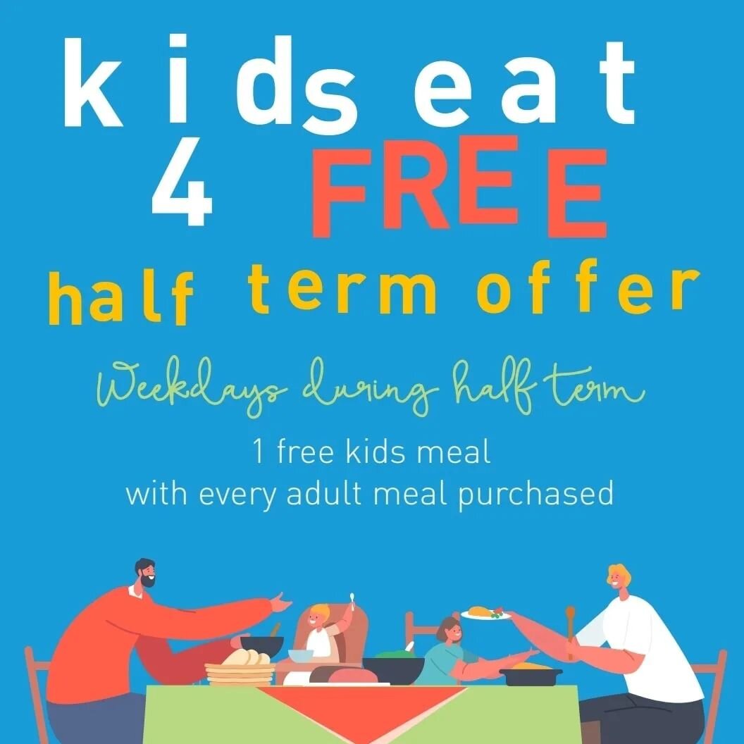 KIDS EAT FREE THIS WEEK 😇 with every adult meal purchased, one kids meal is on us 👋🏻❤️ the perfect way to treat yourselves + your little ones this half term!

Offer Tuesday 25th - Friday 28th October 12-4pm 🍽

Book via link in bio // walk ins als