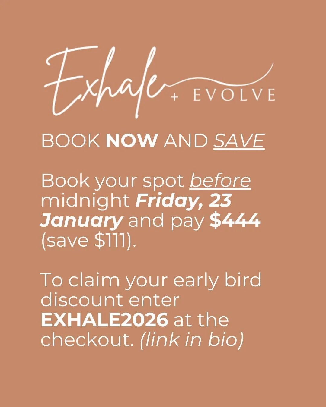 Exhale &amp; Evolve is a new monthly, in-person space in McLaren Vale to reflect, regulate your nervous system, and embody the behaviours that get you to where you want to be.

If you&rsquo;re ready to stop circling the edges and commit to something 