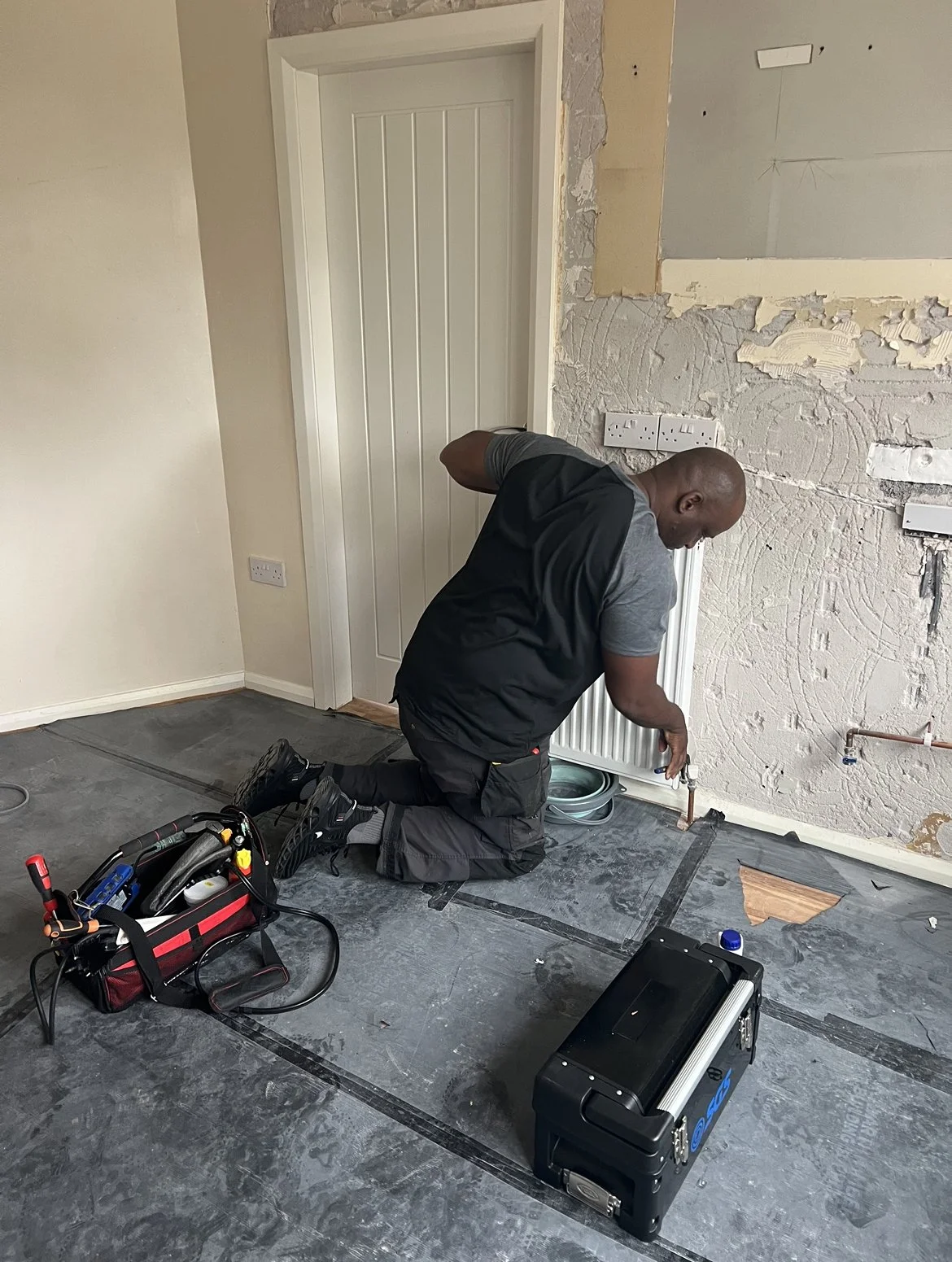 Gas works are being completed by Kitchen Design and Supply as part of a new kitchen installation