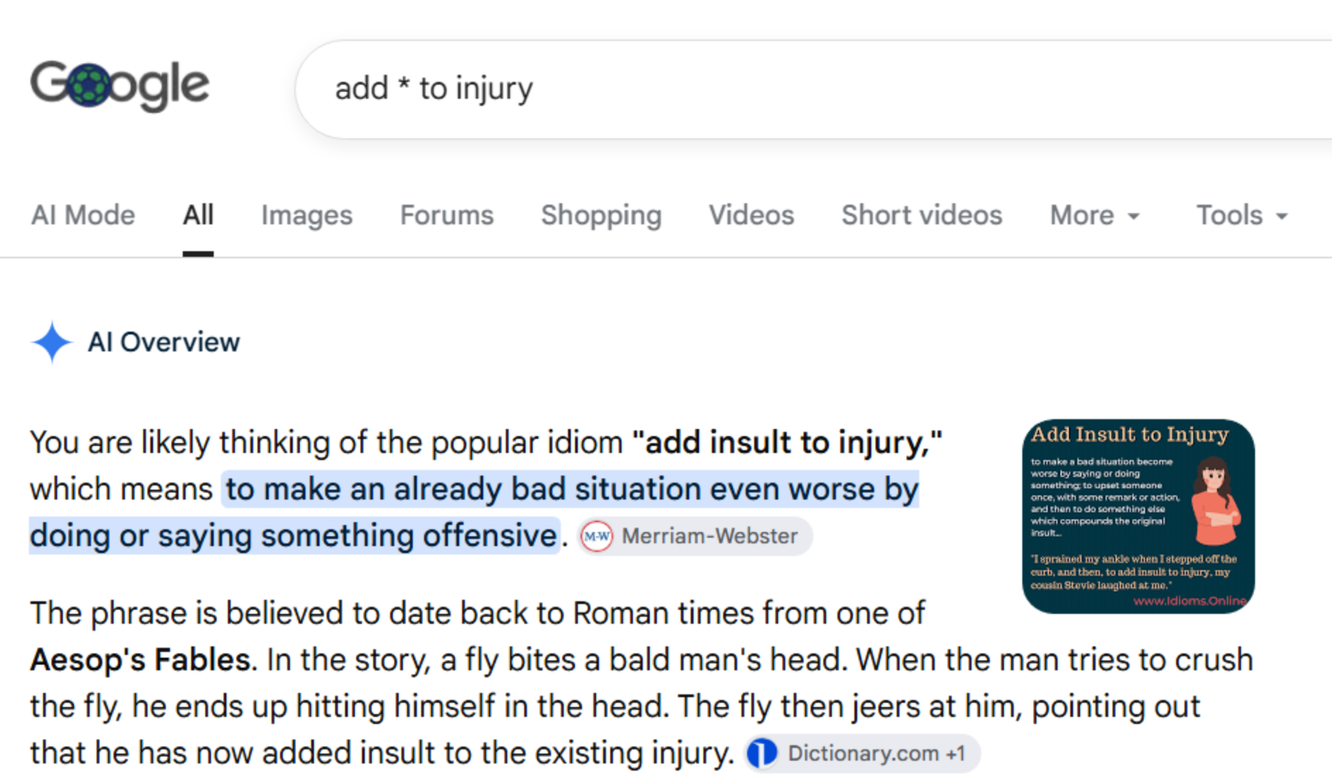 Use wildcard search to find missing words in phrases