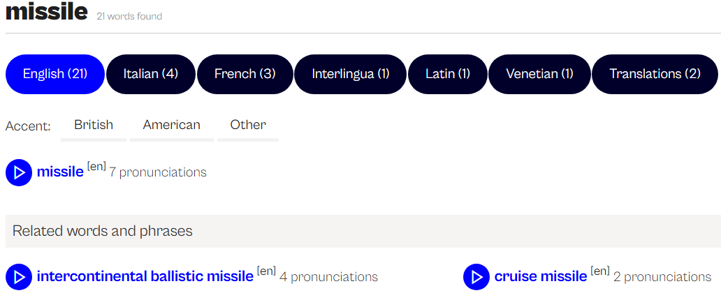 Forvo native-speaker pronunciations for related words and phrases